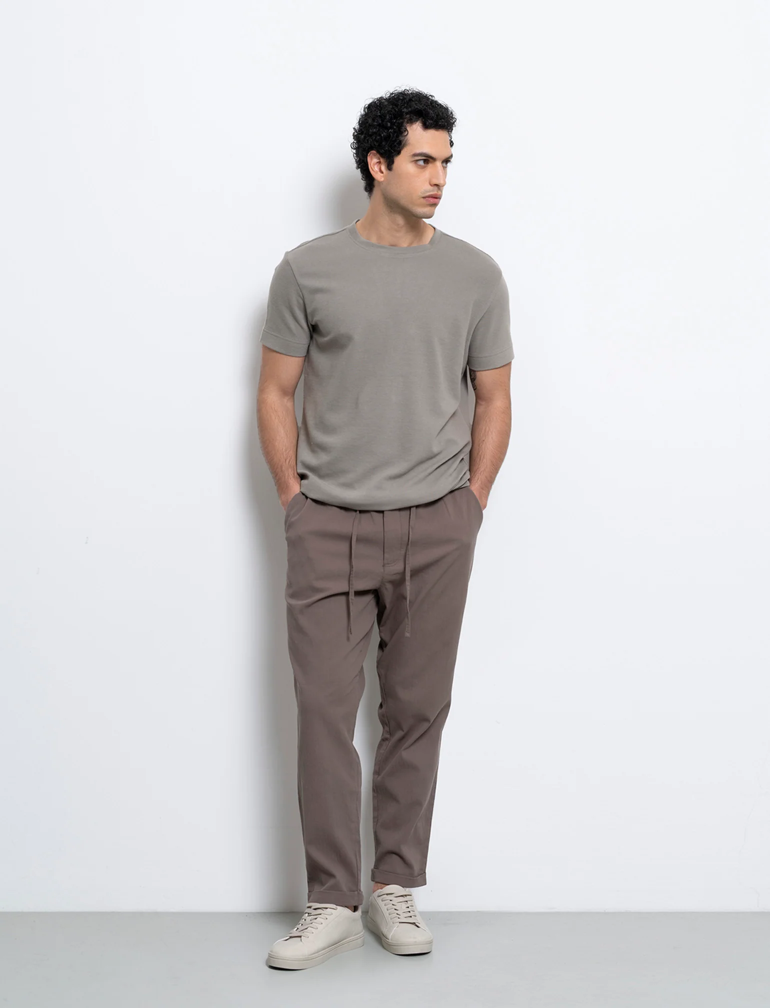 T-shirt struttura ottoman da uomo - Grigio