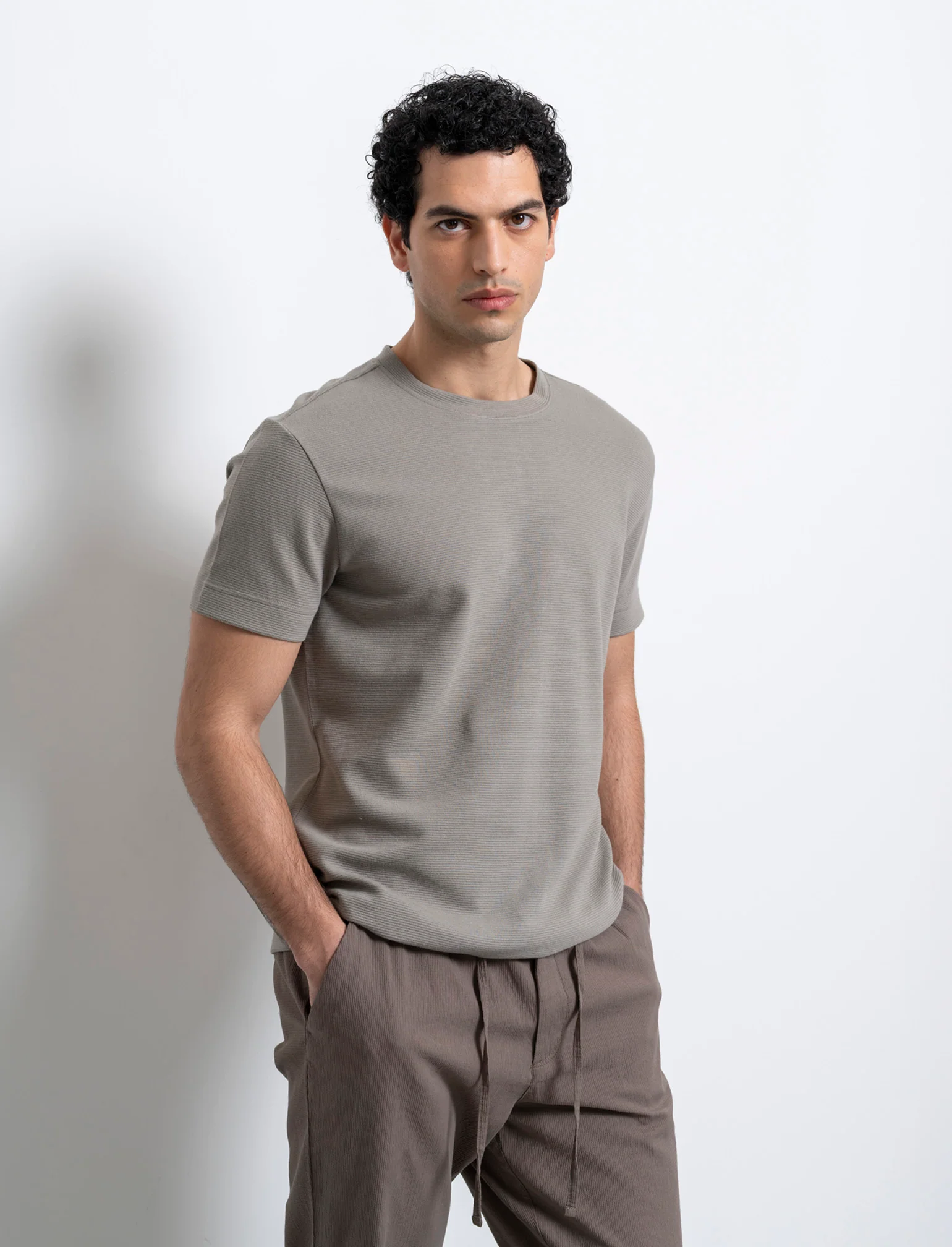 T-shirt struttura ottoman da uomo - Grigio - Image 3