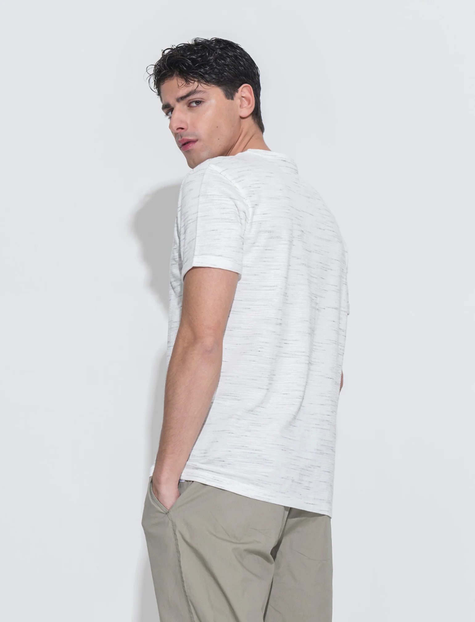 T-shirt struttura slub injected da uomo - Bianco