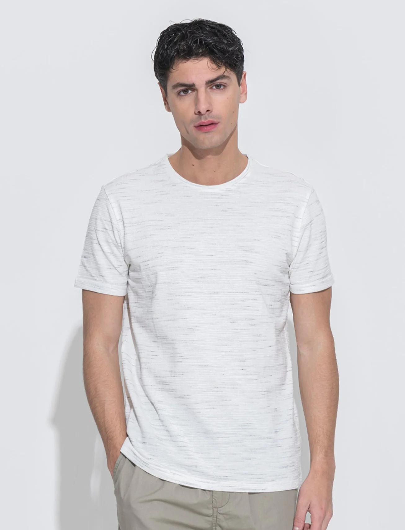T-shirt struttura slub injected da uomo - Bianco - Image 3