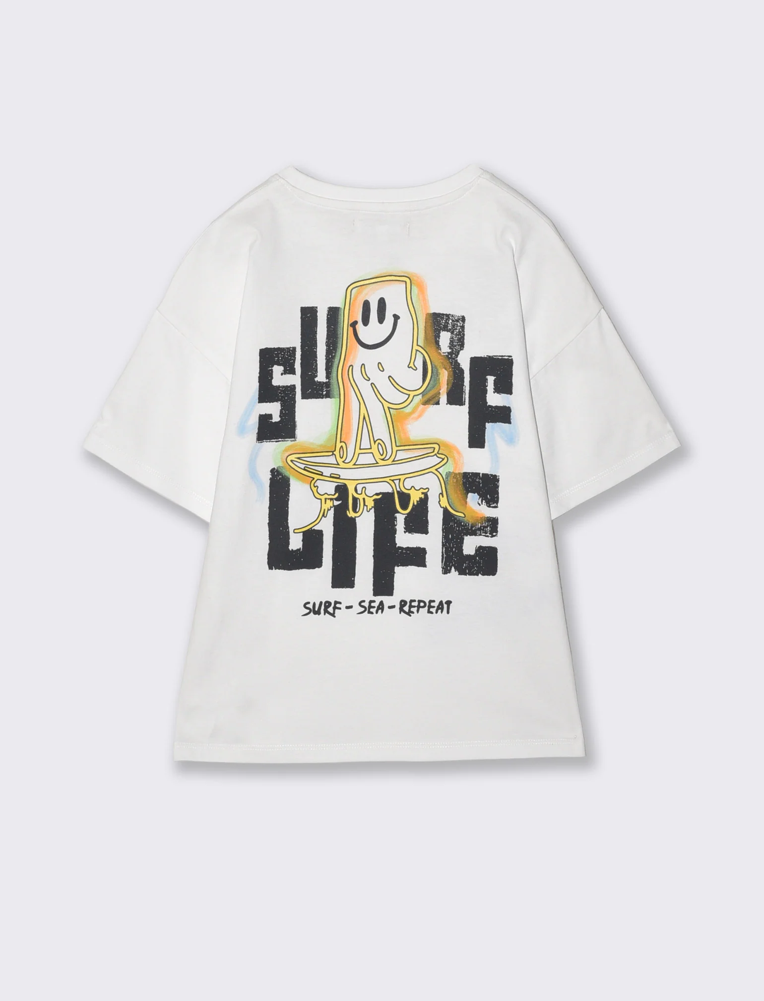 T-shirt surf graffiti over con stampa maxi - Bianco - Image 2