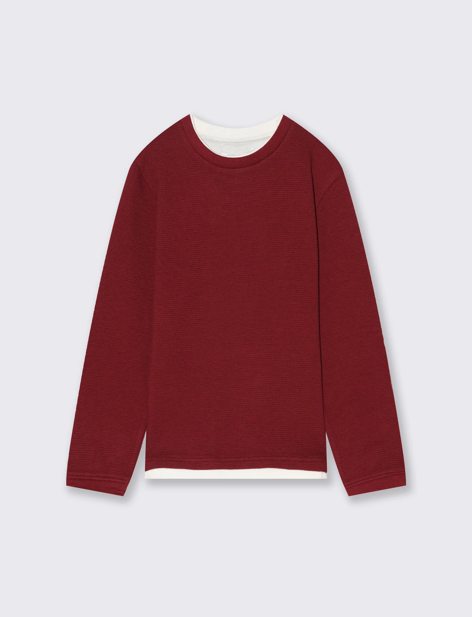 T-shirt tessuto rigato. - Bordeaux - Image 2