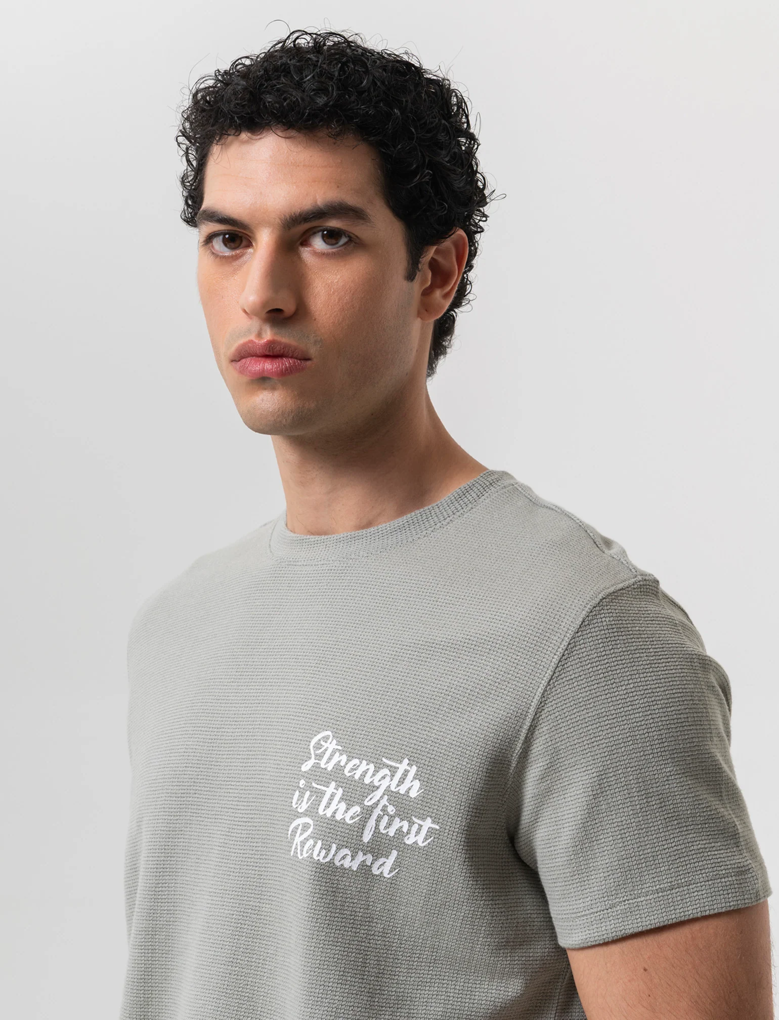 T-shirt waffle boxy fit da uomo - Verde - Image 3