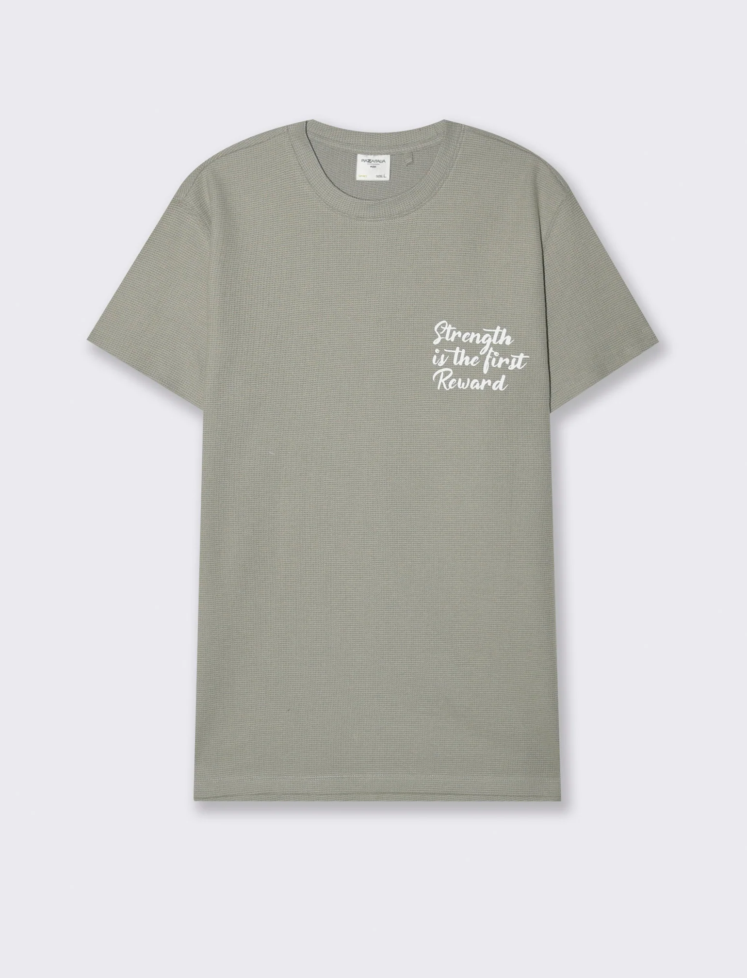 T-shirt waffle boxy fit da uomo - Verde - Image 4