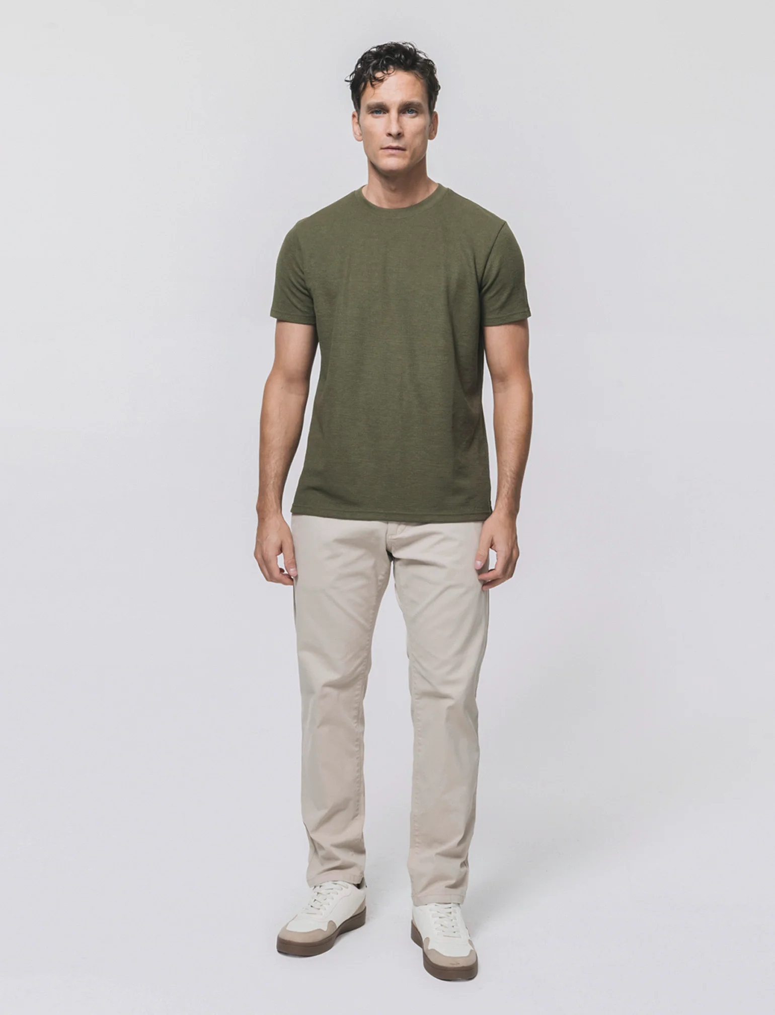 T-shirt Waffle Regular Fit Maniche Corte - Verde oliva - Image 4