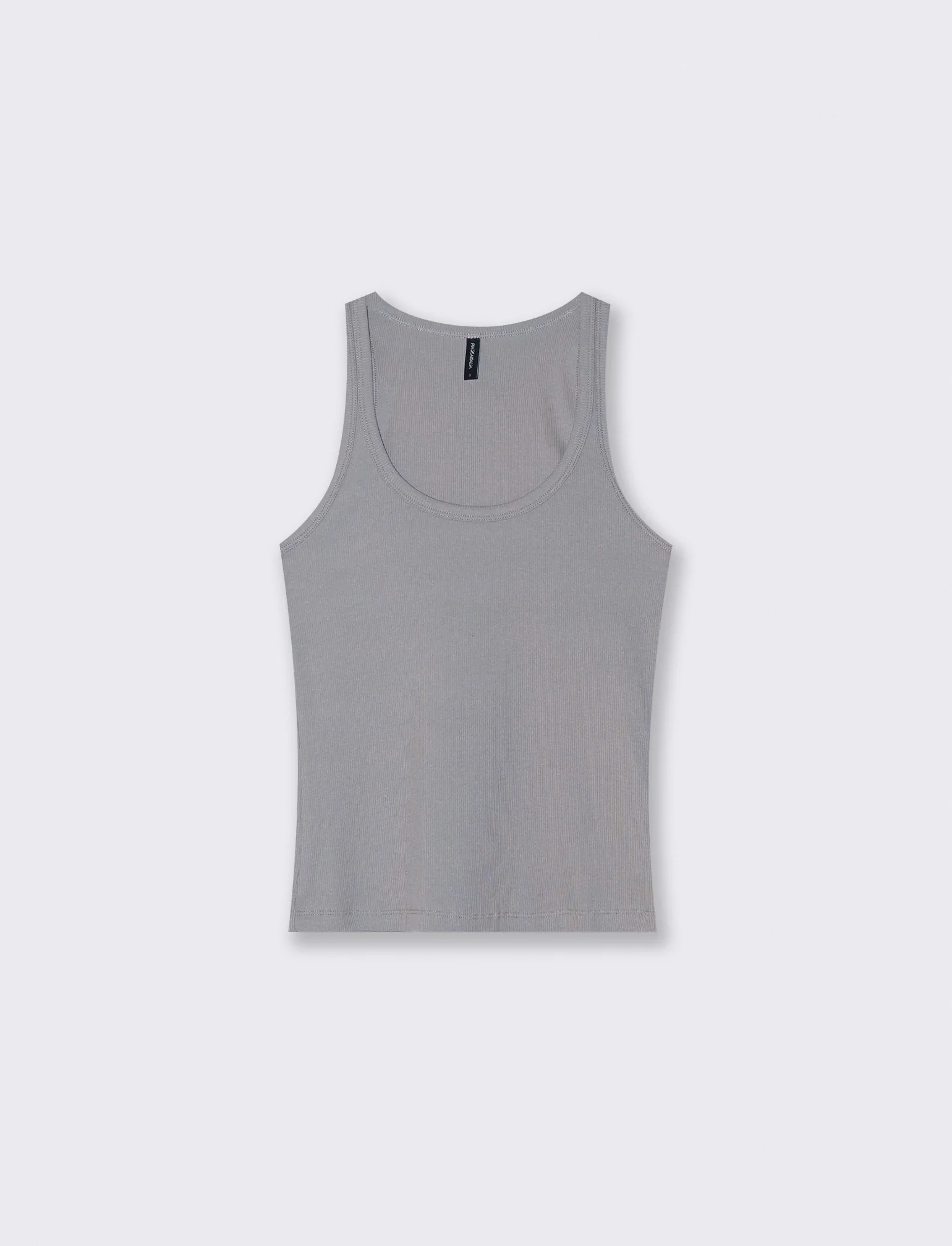 Top a Costine con Scollo Madonna - Grigio