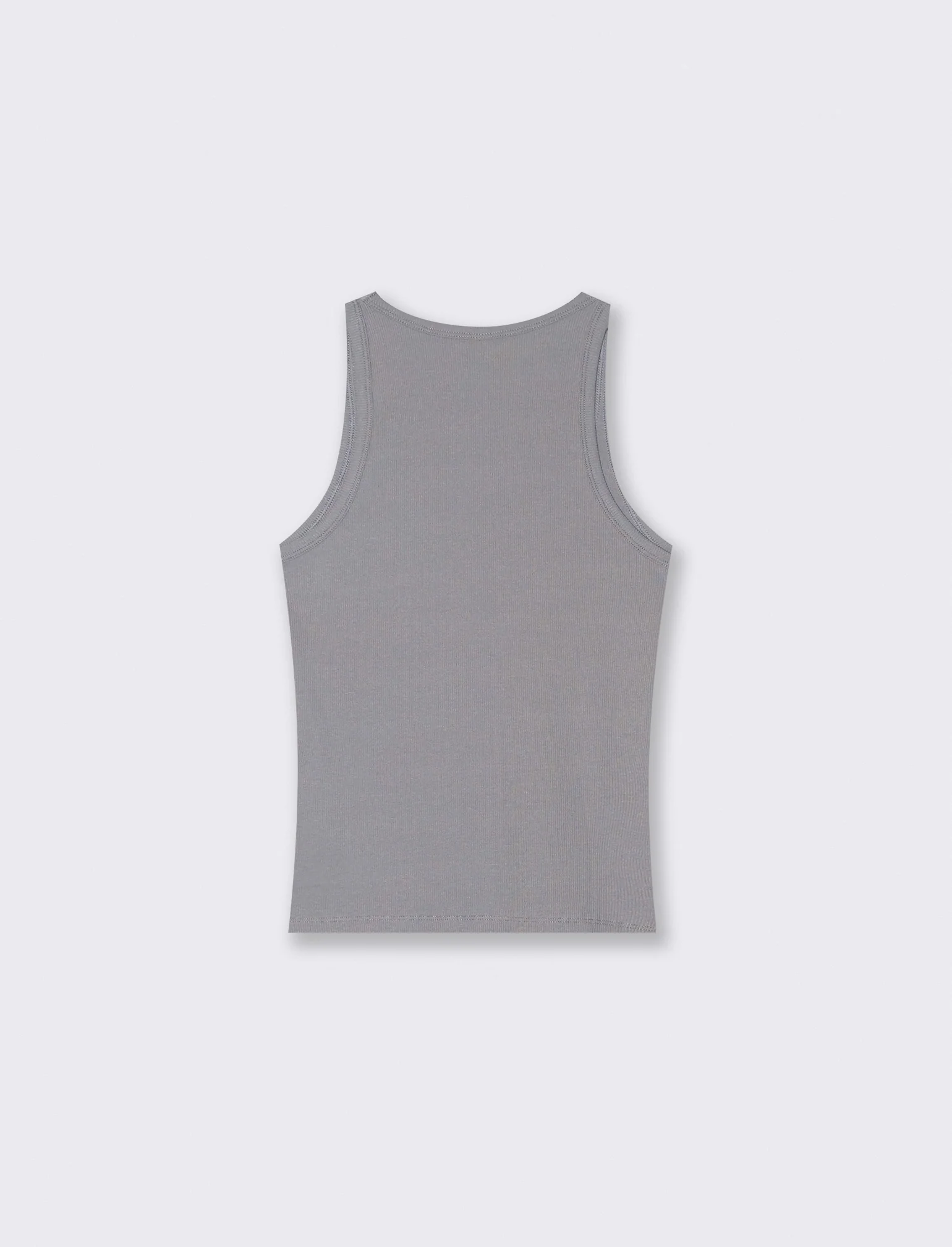 Top a Costine con Scollo Madonna - Grigio - Image 2