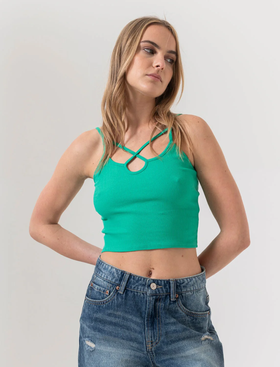 Top a costine da donna - Verde smeraldo - Image 3
