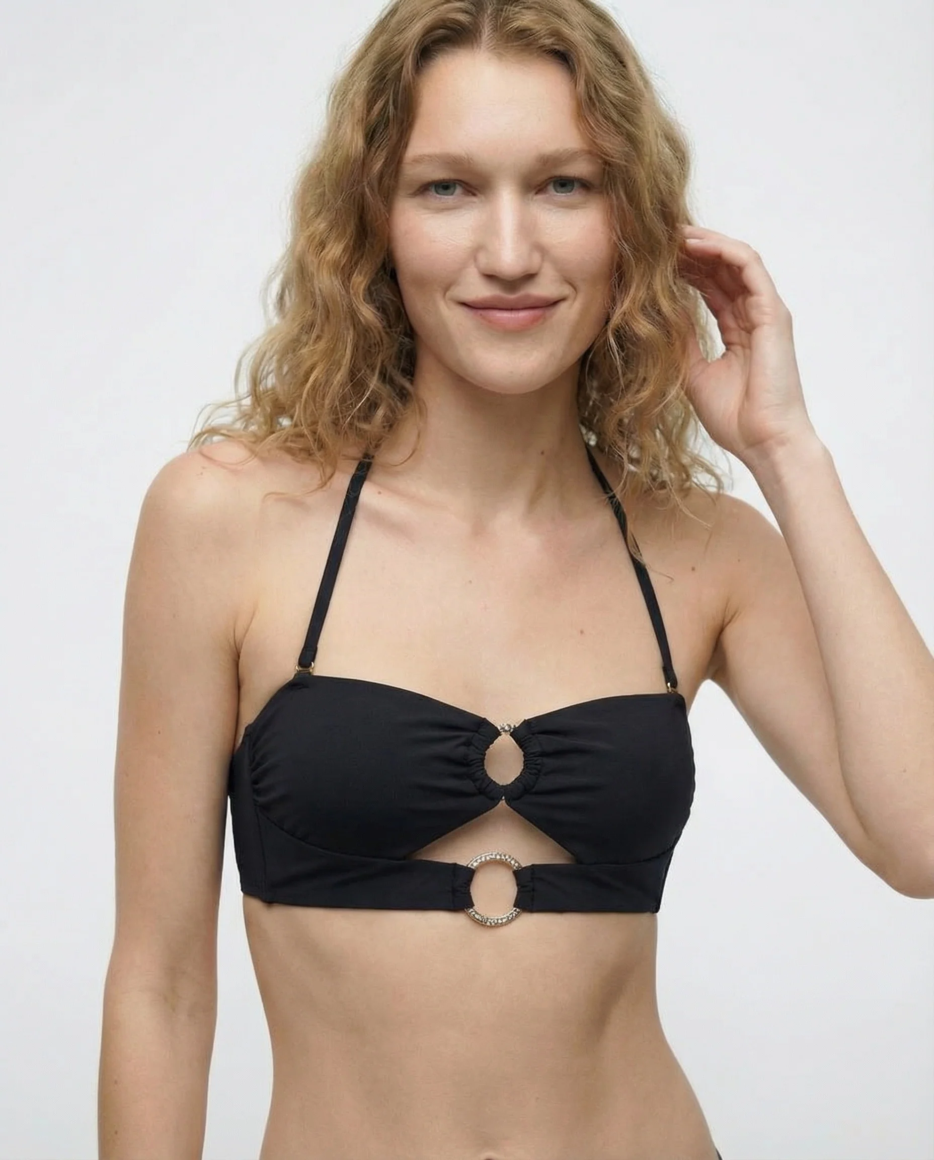 Top a fascia mare con anelli per donne - Nero
