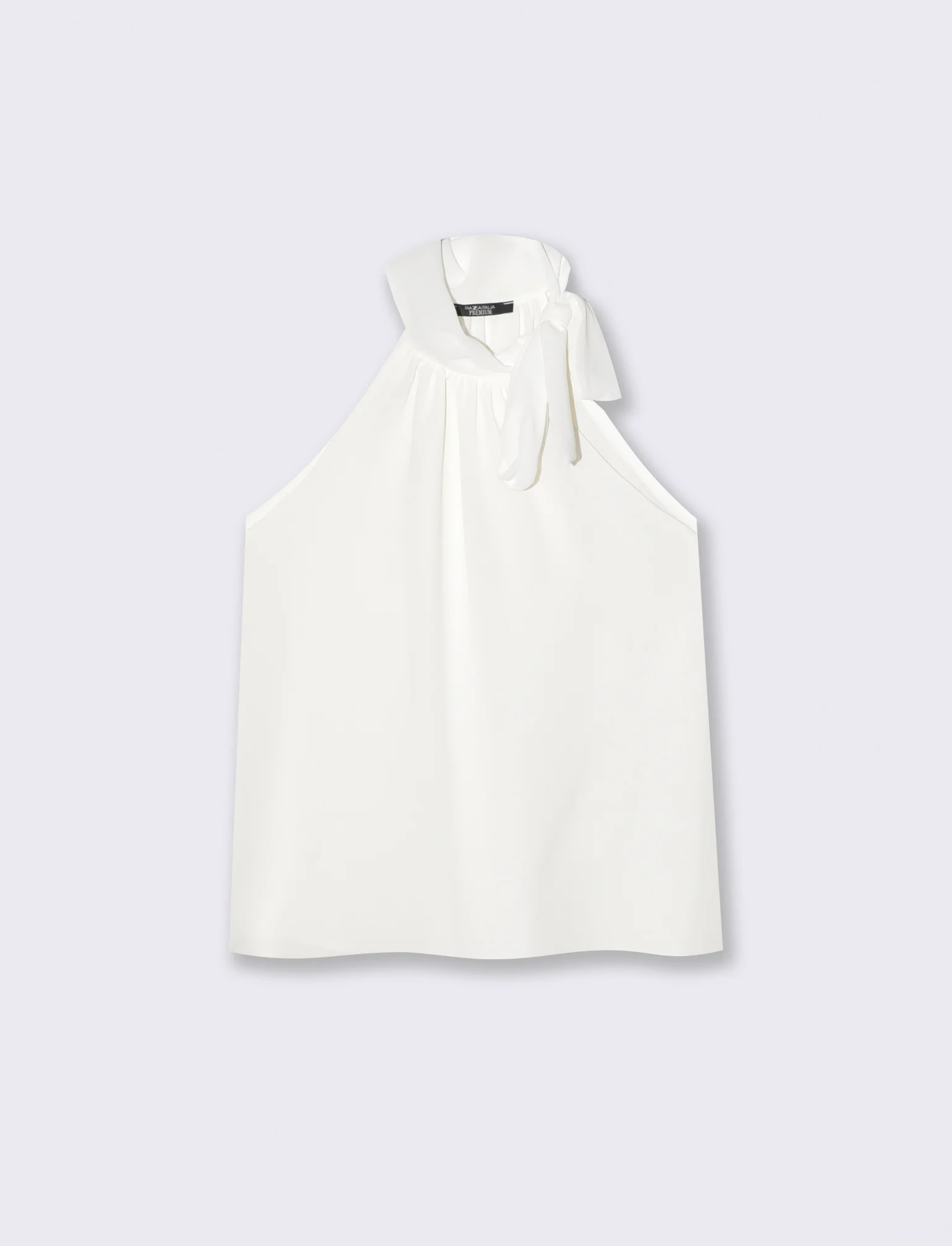 Top a giromanica con fiocco sul collo - Bianco latte - Image 4