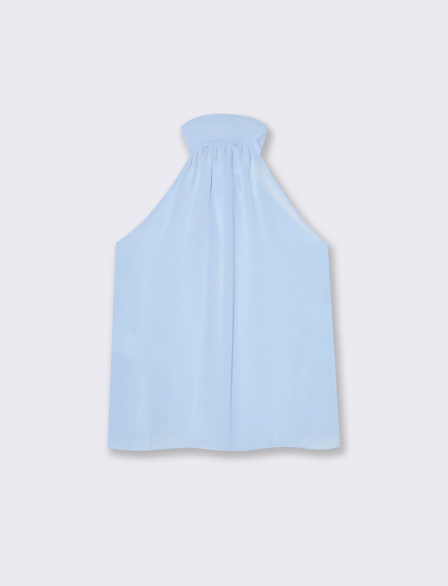 Top a giromanica con fiocco sul collo - Celeste - Image 2