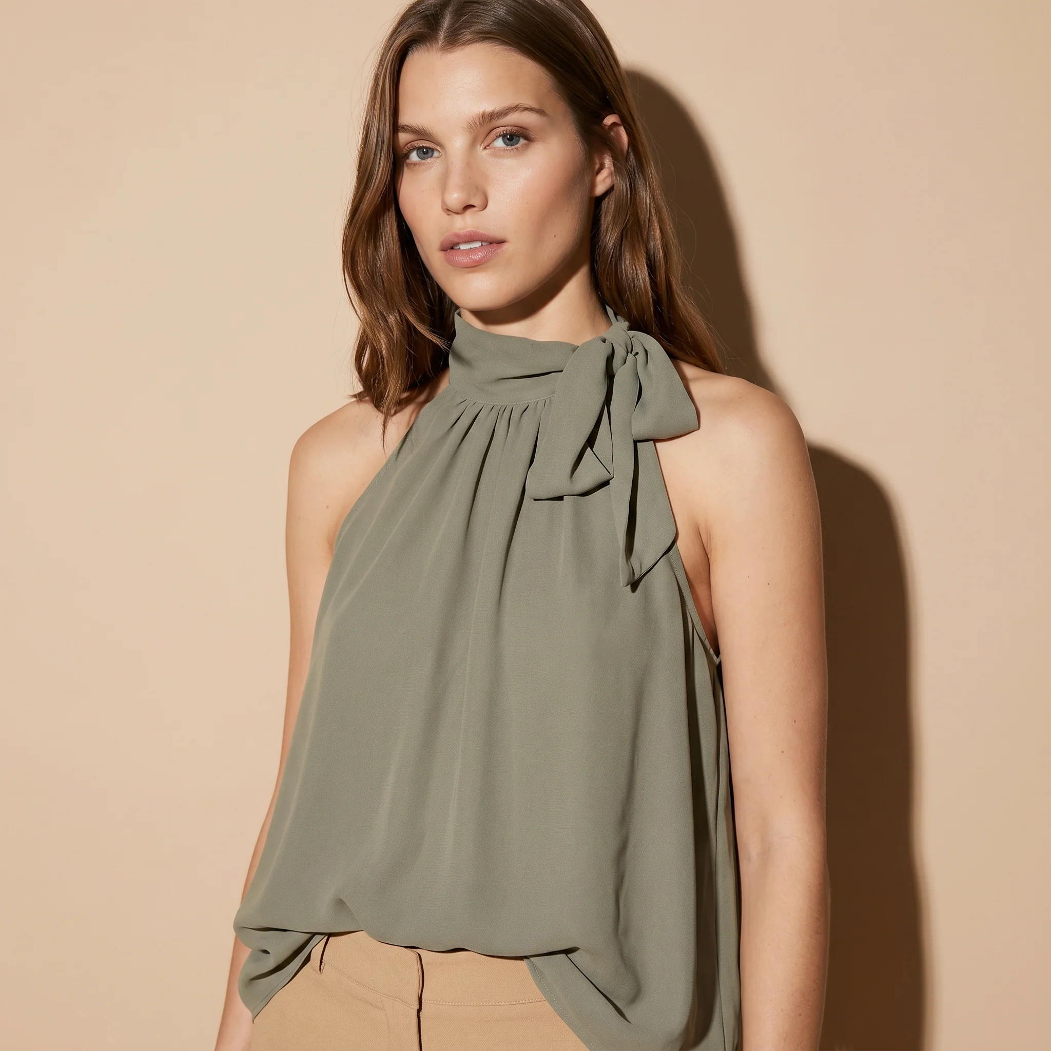 Top a giromanica con fiocco sul collo - Ve.milit. - Image 3