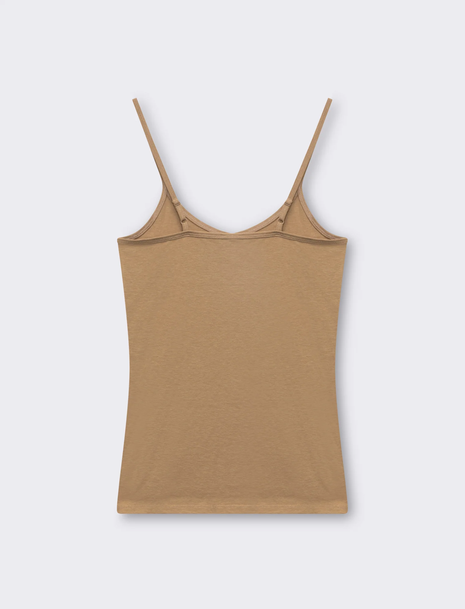 Top basico con scollo a v da donna - Beige fieno - Image 2