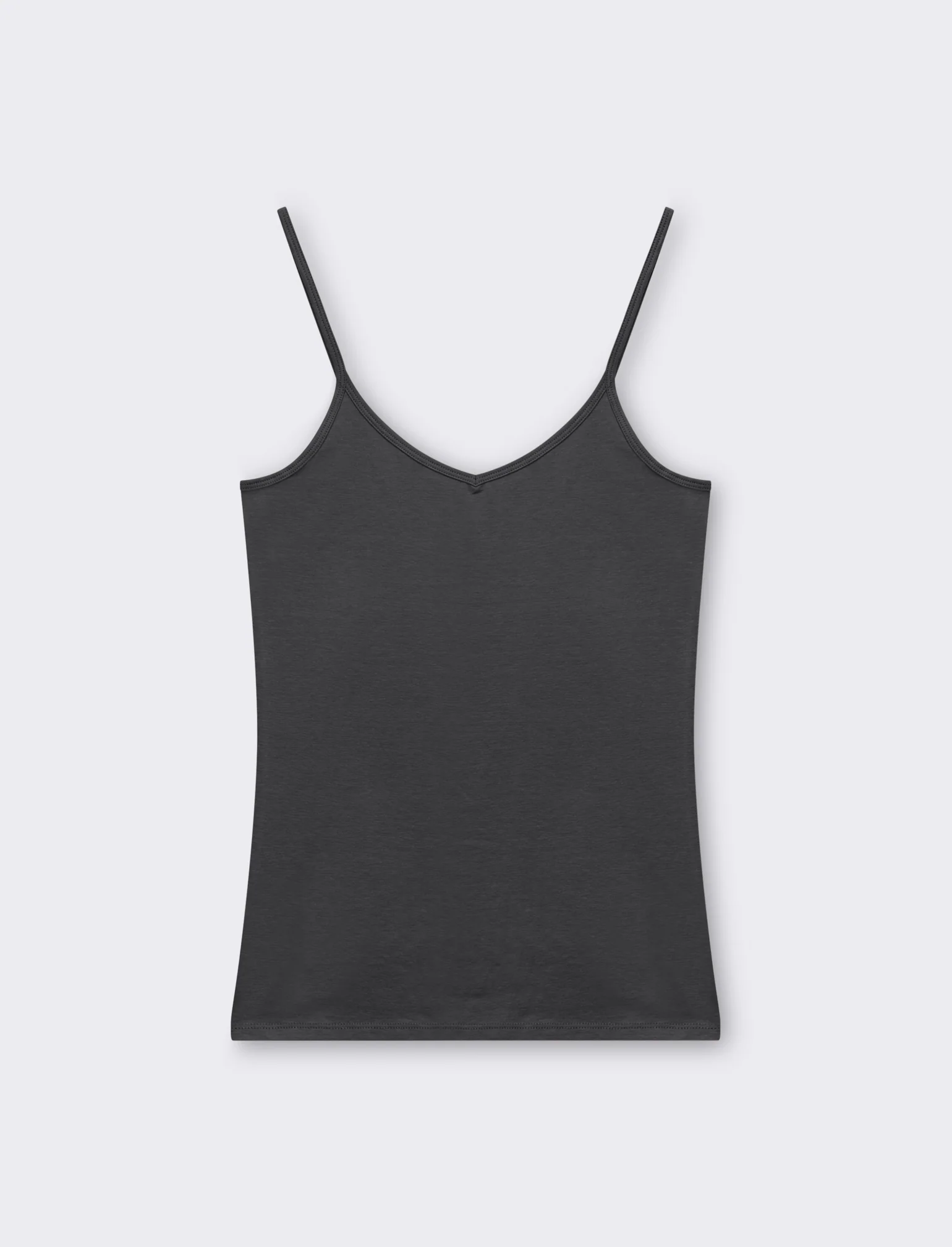 Top basico con scollo a v da donna - Grigio piombo - Image 4