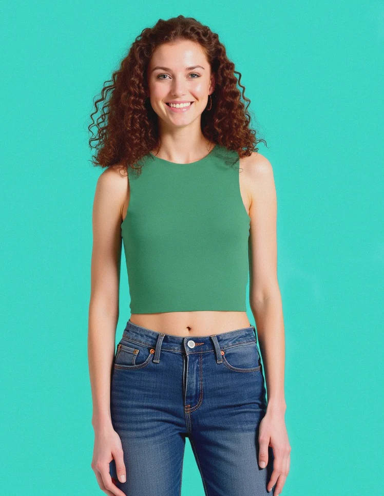 Top basico da donna - Verde smeraldo