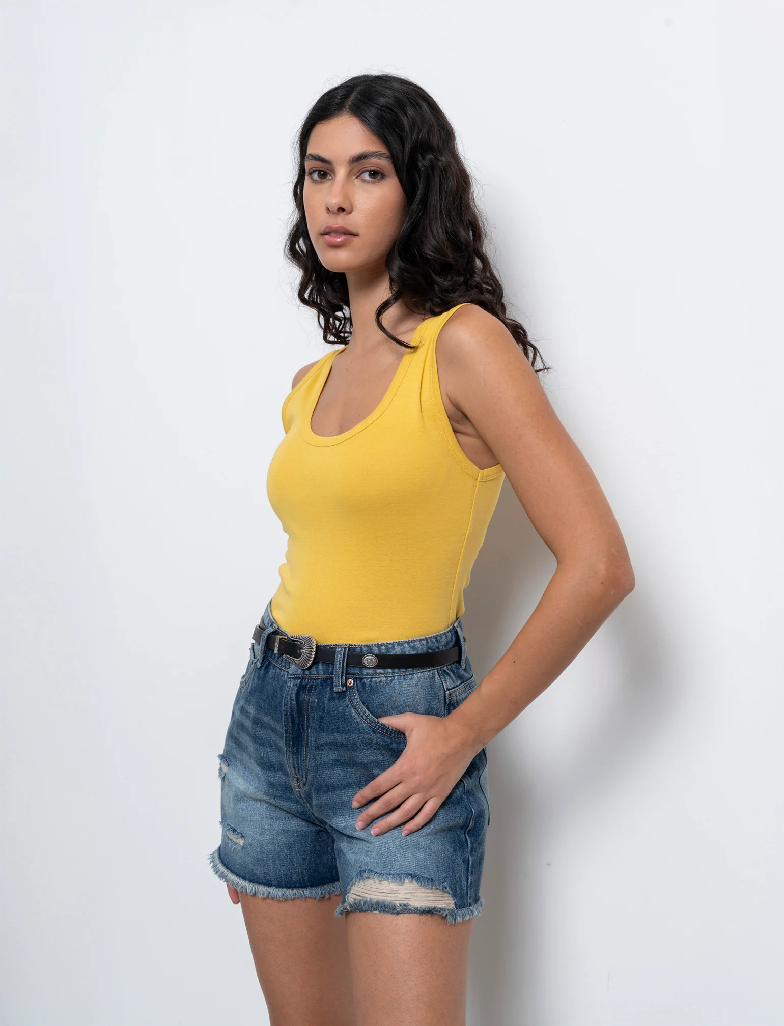 Top canottiera basico da donna - Giallo - Image 3