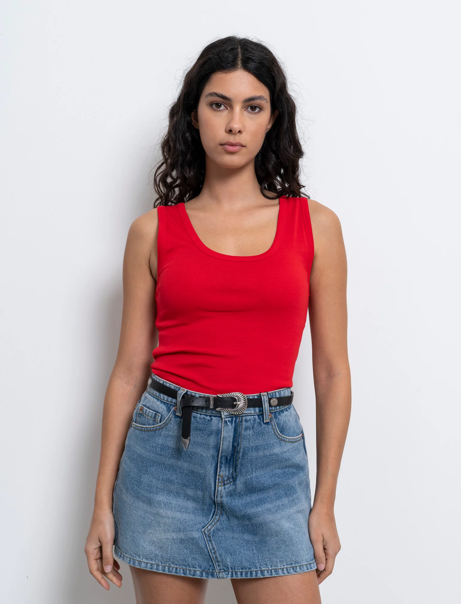 Top canottiera basico da donna - Rosso