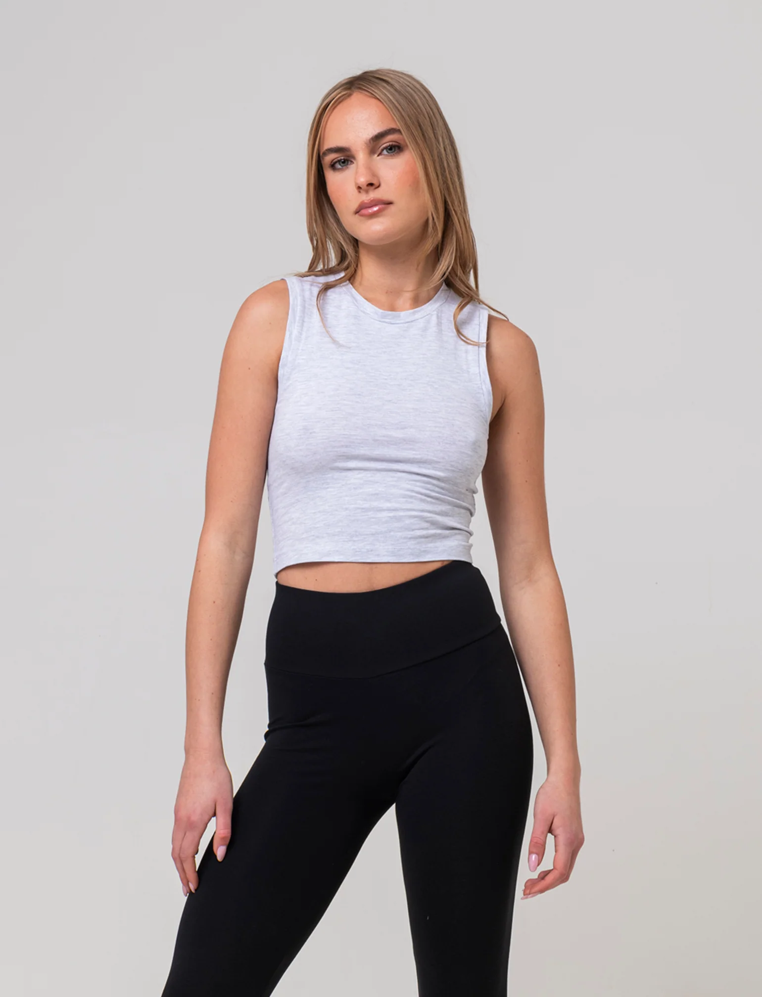 Top canottiera crop da donna - Grigio chiaro - Image 3