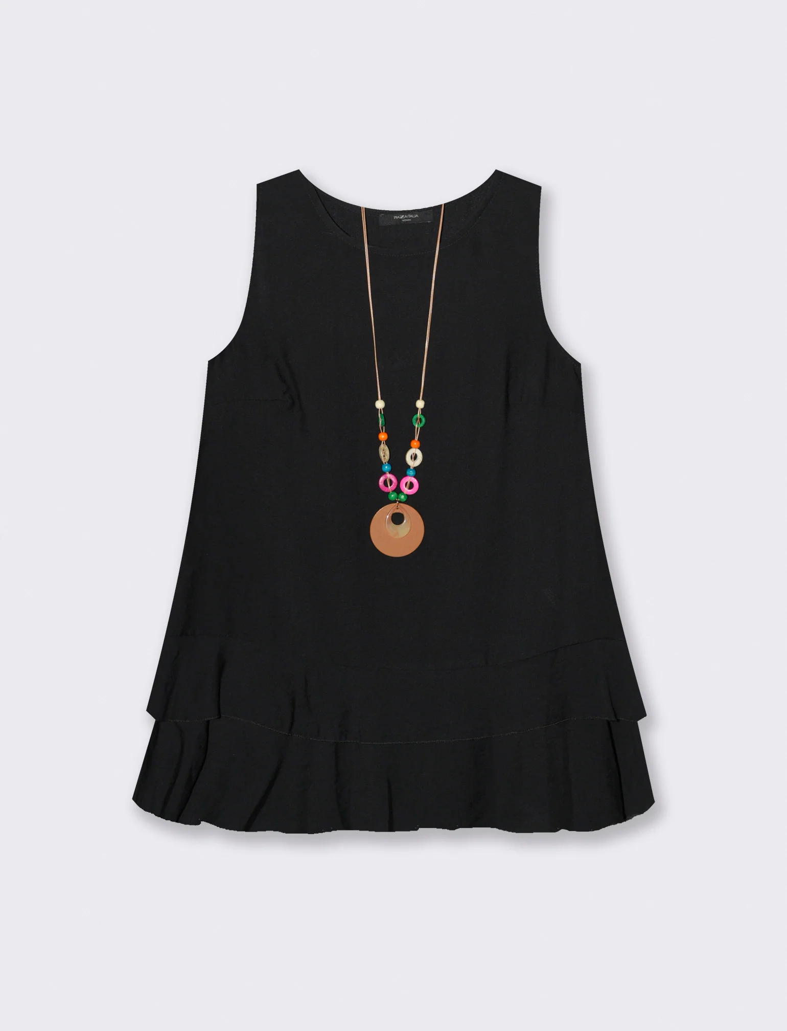 Top con balza e collana - Nero