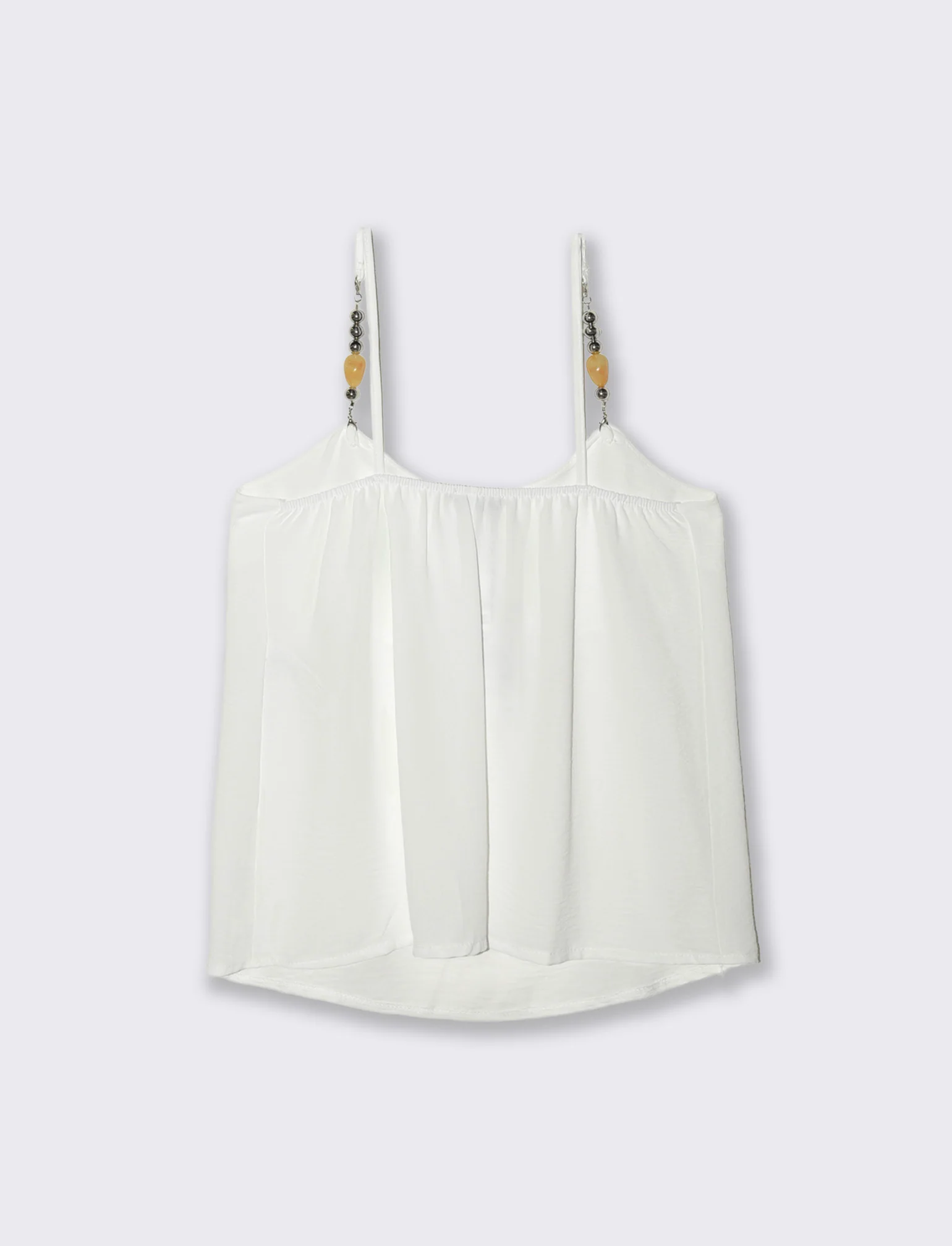 Top con bretelle con accessorio - Bianco - Image 4