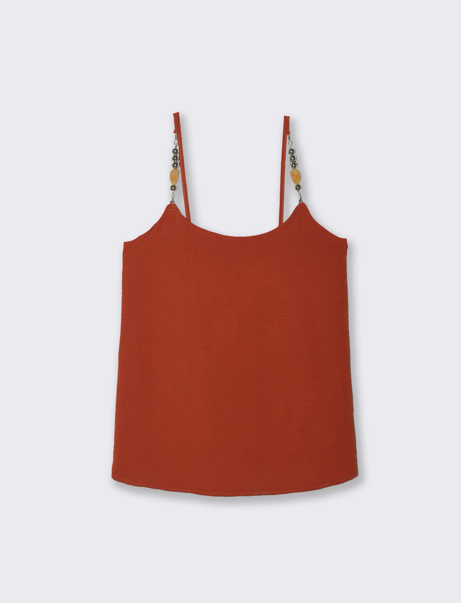 Top con bretelle con accessorio - coccio - Image 3