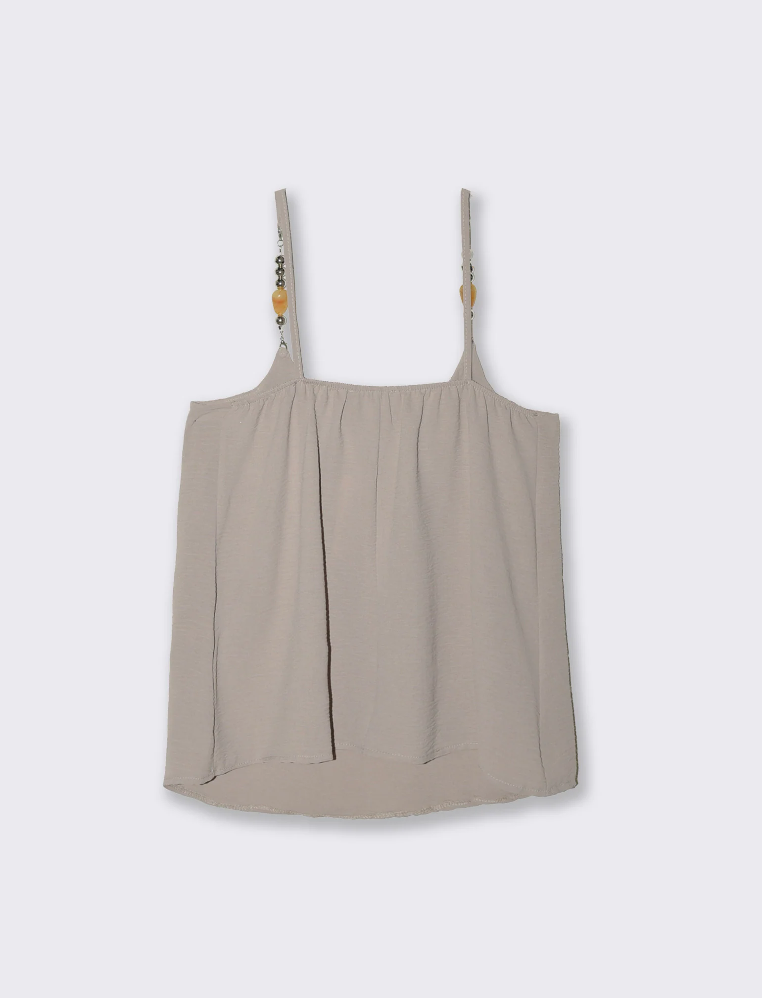 Top con bretelle con accessorio - Grigio fango - Image 4