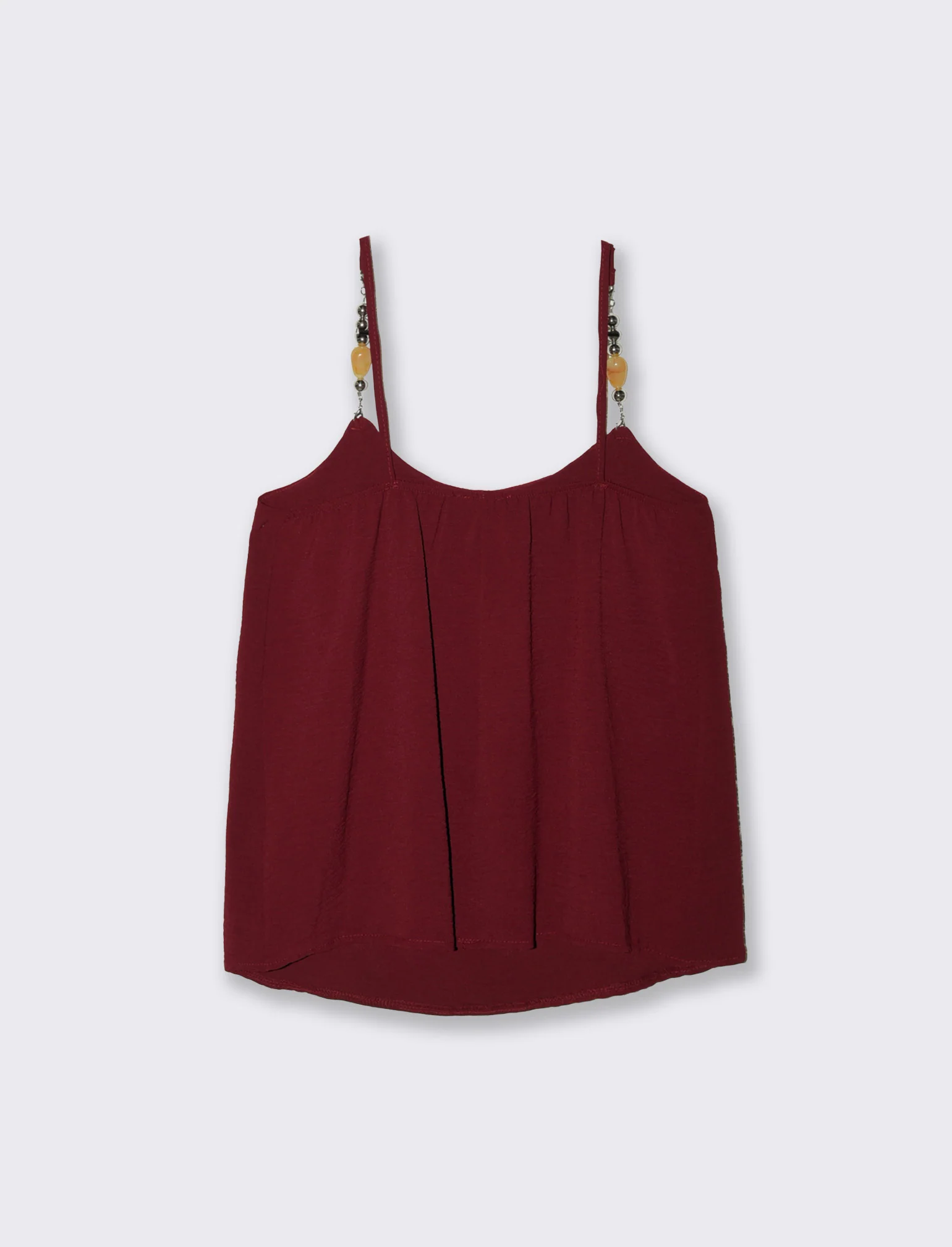 Top con bretelle con accessorio - Rosso india - Image 4