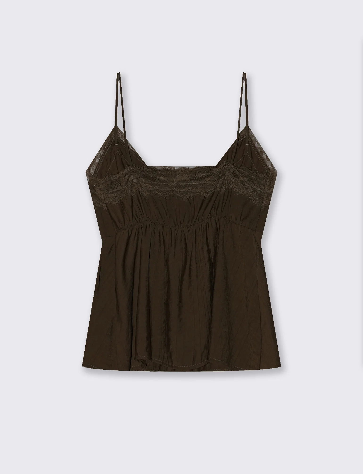 Top con Bretelle Sottili e Pizzo - Moro - Image 2