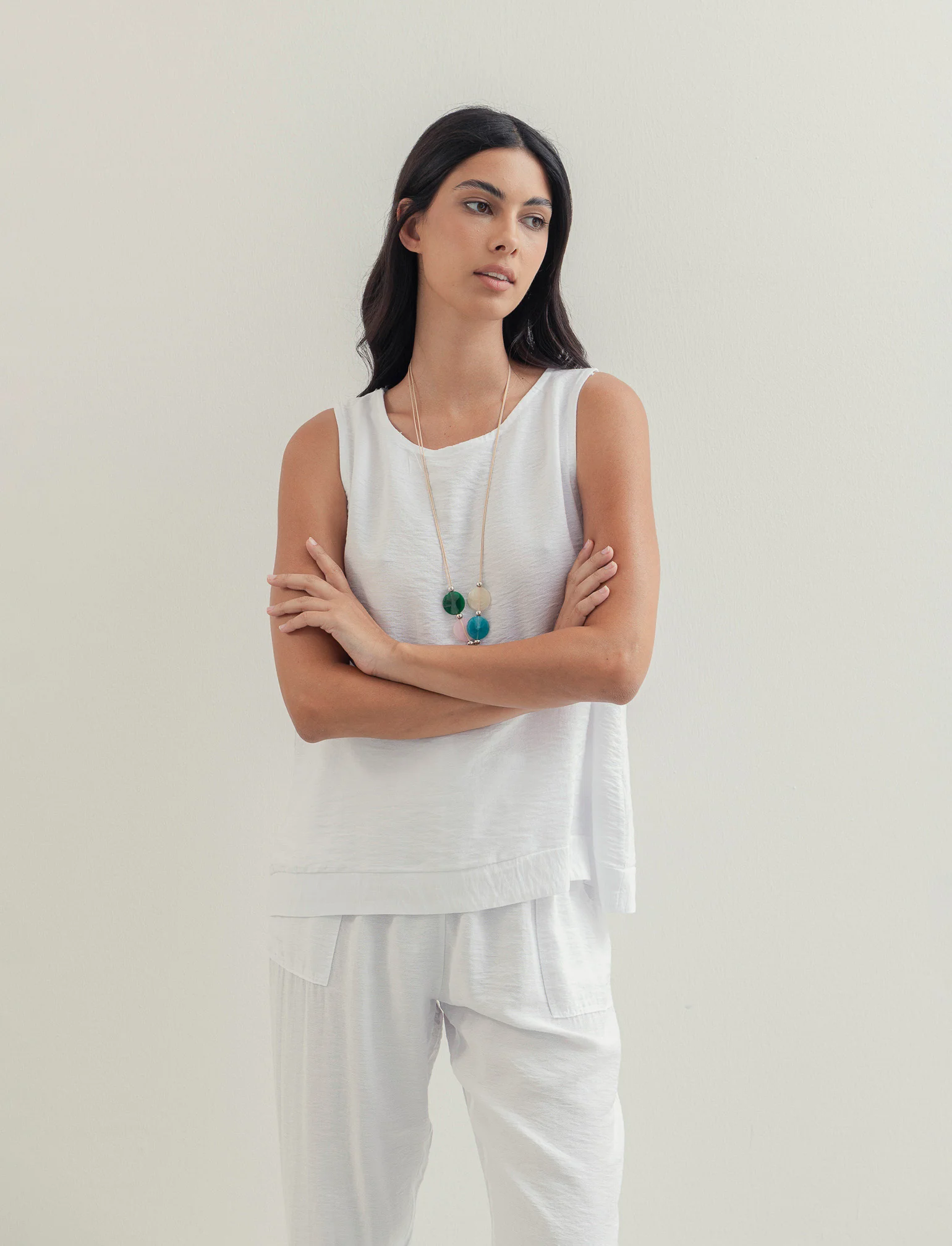 Top con collana - Bianco