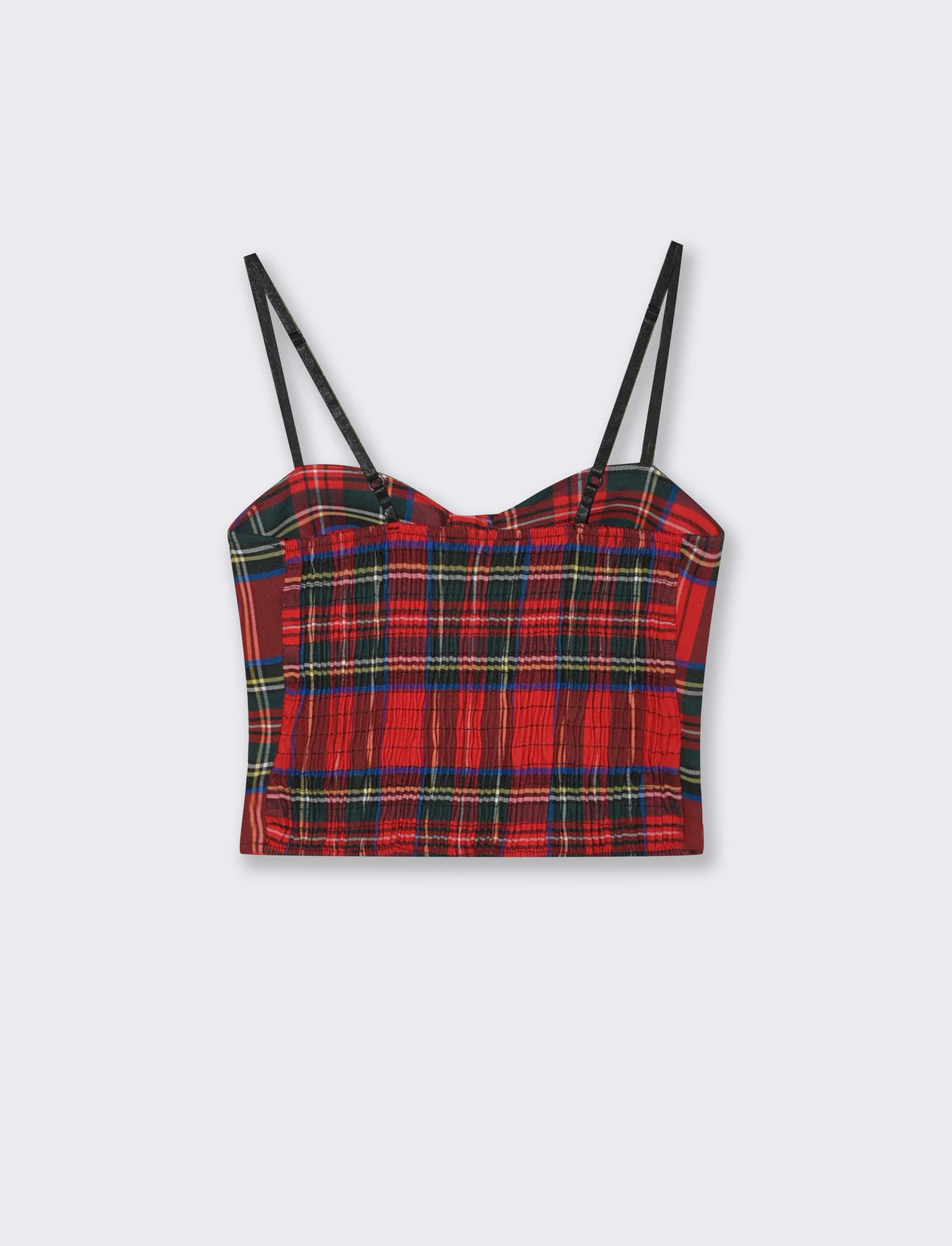 Top con coppe in tessuto quadro scozzese - Rosso - Image 2