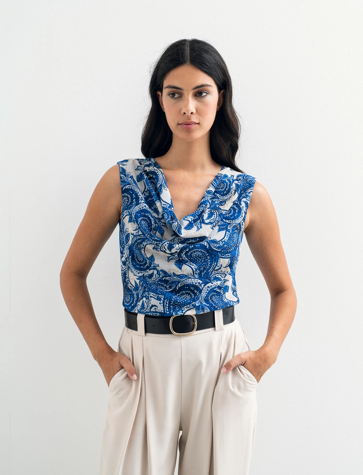 Top con davanti stampato - Blu - Image 3