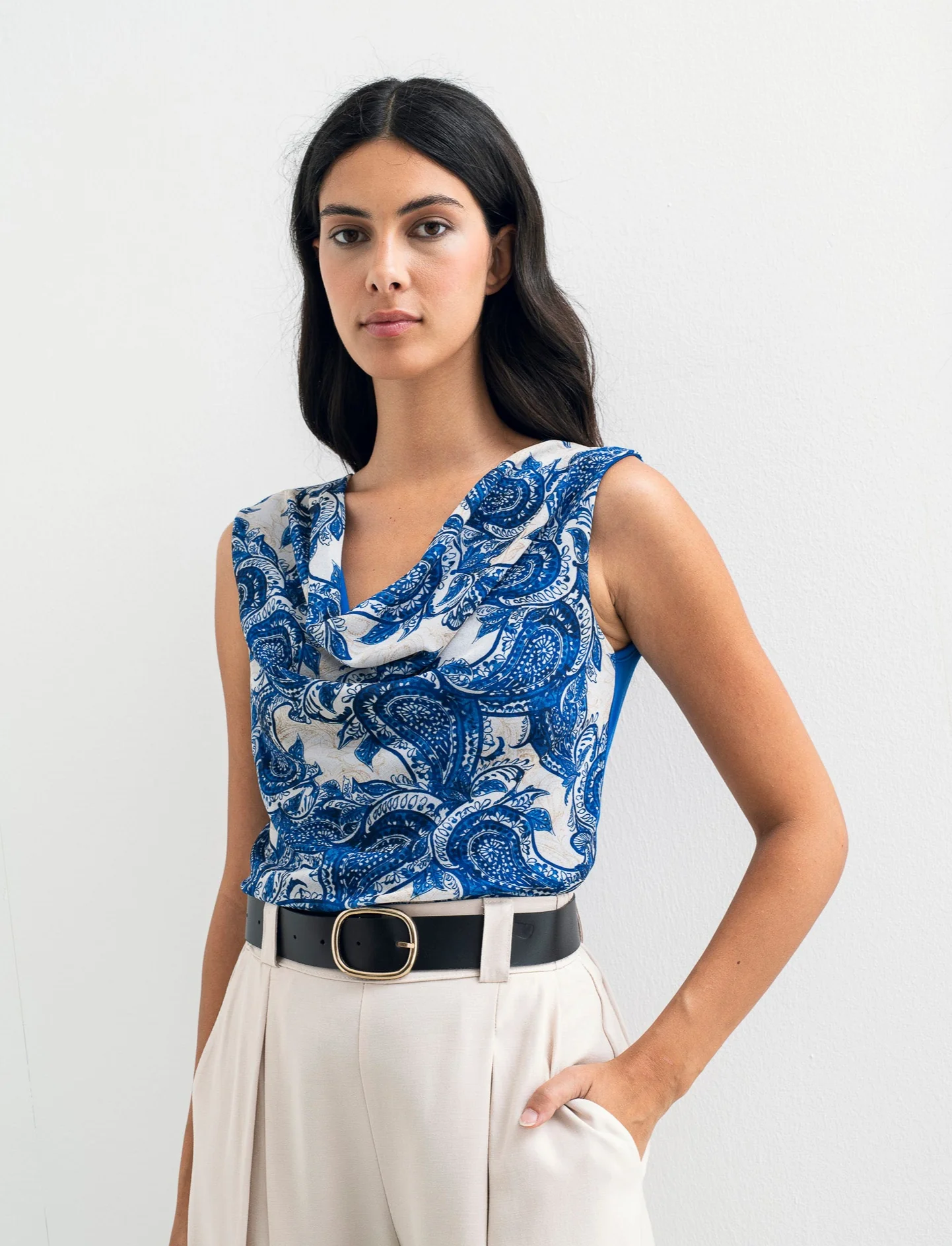 Top con davanti stampato - Blu - Image 4