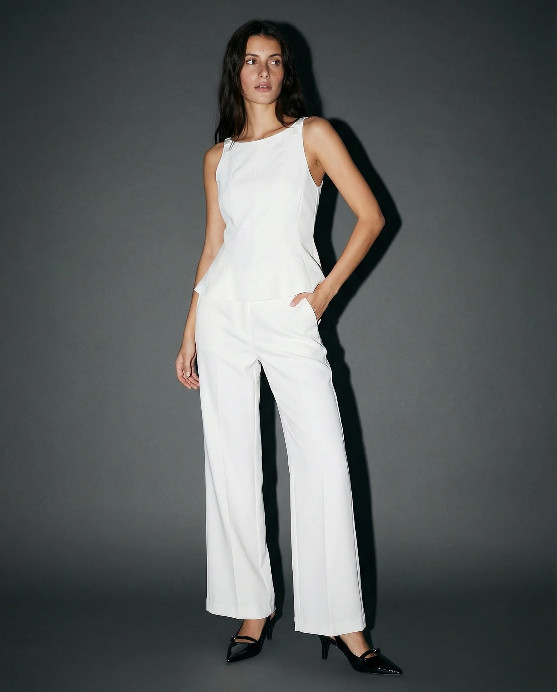 Top con fiocchi sulle spalle per donne - Bianco latte - Image 5