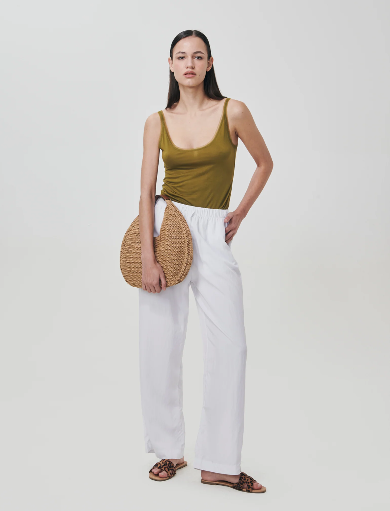 Top con inserti in mesh e bretelle - Verde abete