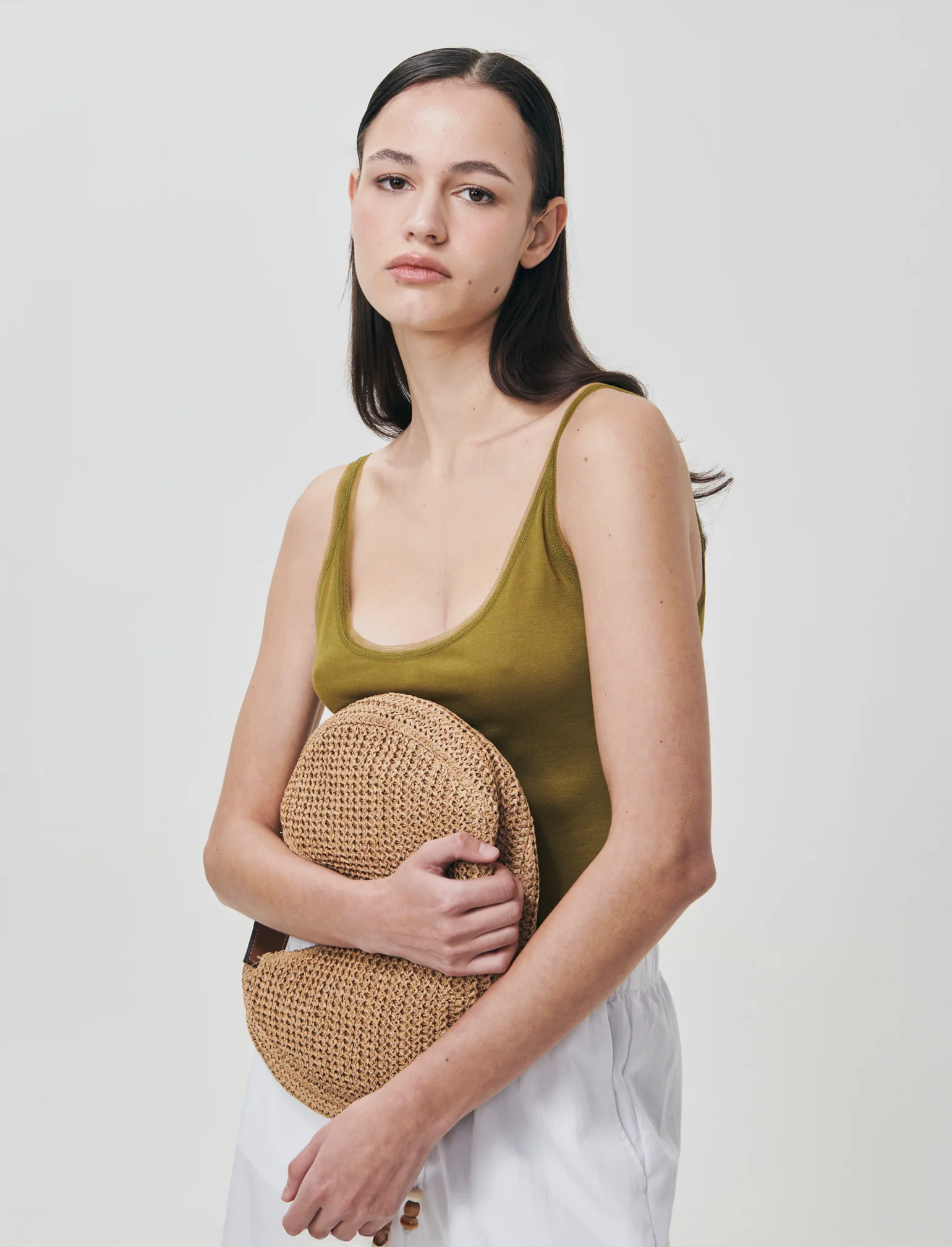 Top con inserti in mesh e bretelle - Verde abete - Image 3
