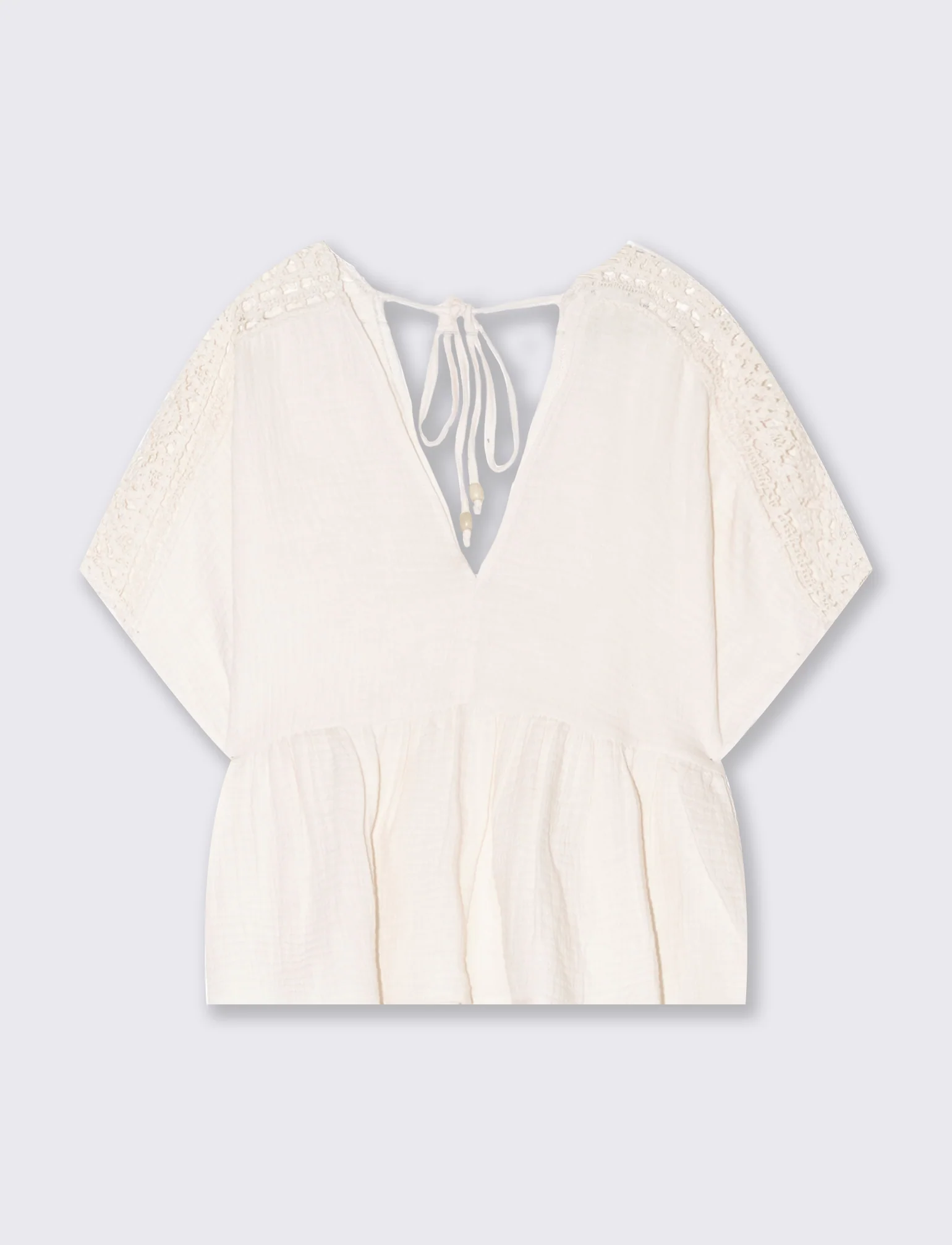 Top con inserto di pizzo da donna - Avorio - Image 4