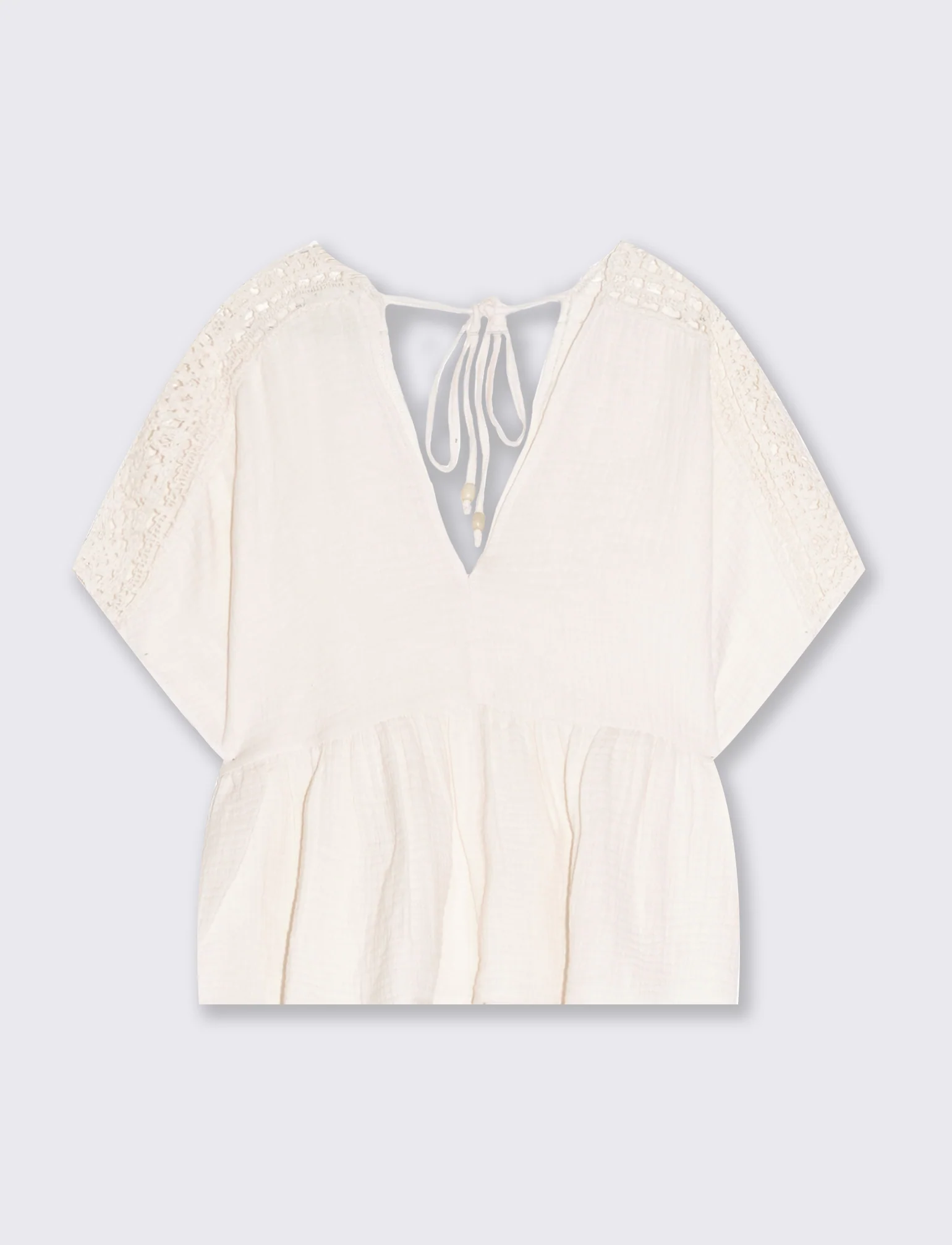 Top con inserto di pizzo da donna - Avorio - Image 5