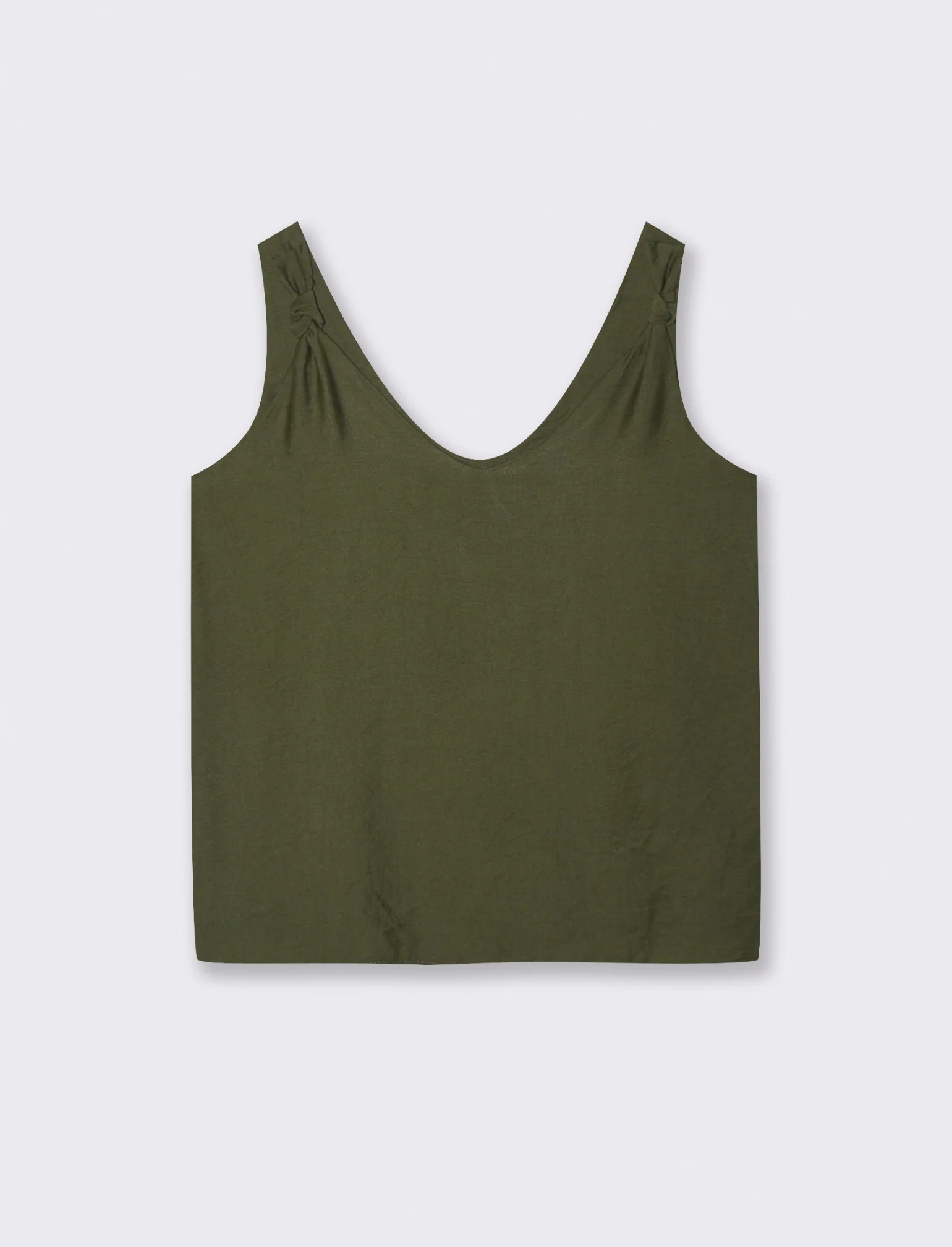 Top con lacci sulla spalla - Verde militare - Image 3