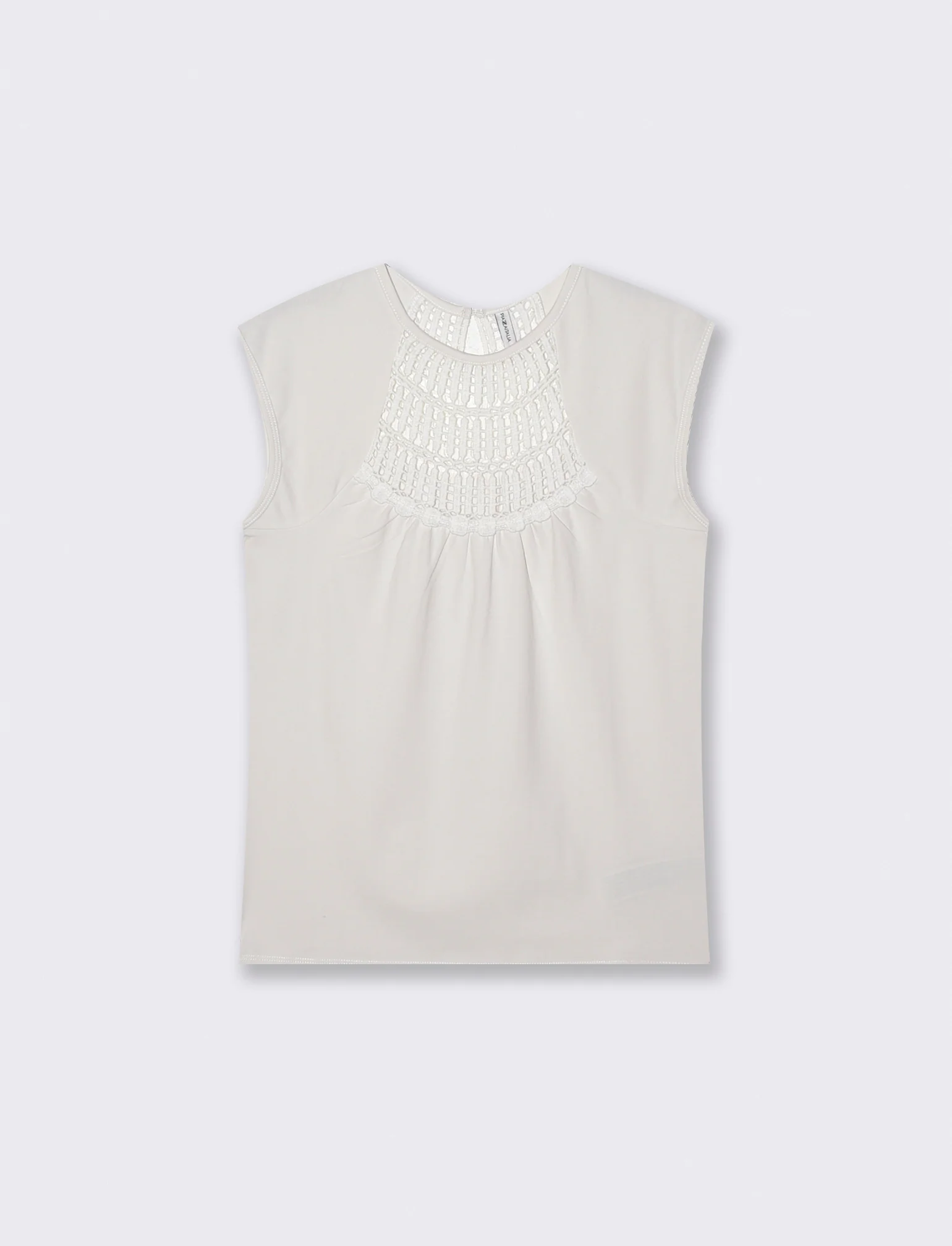 Top con pizzo e inserti sullo scollo - Avorio