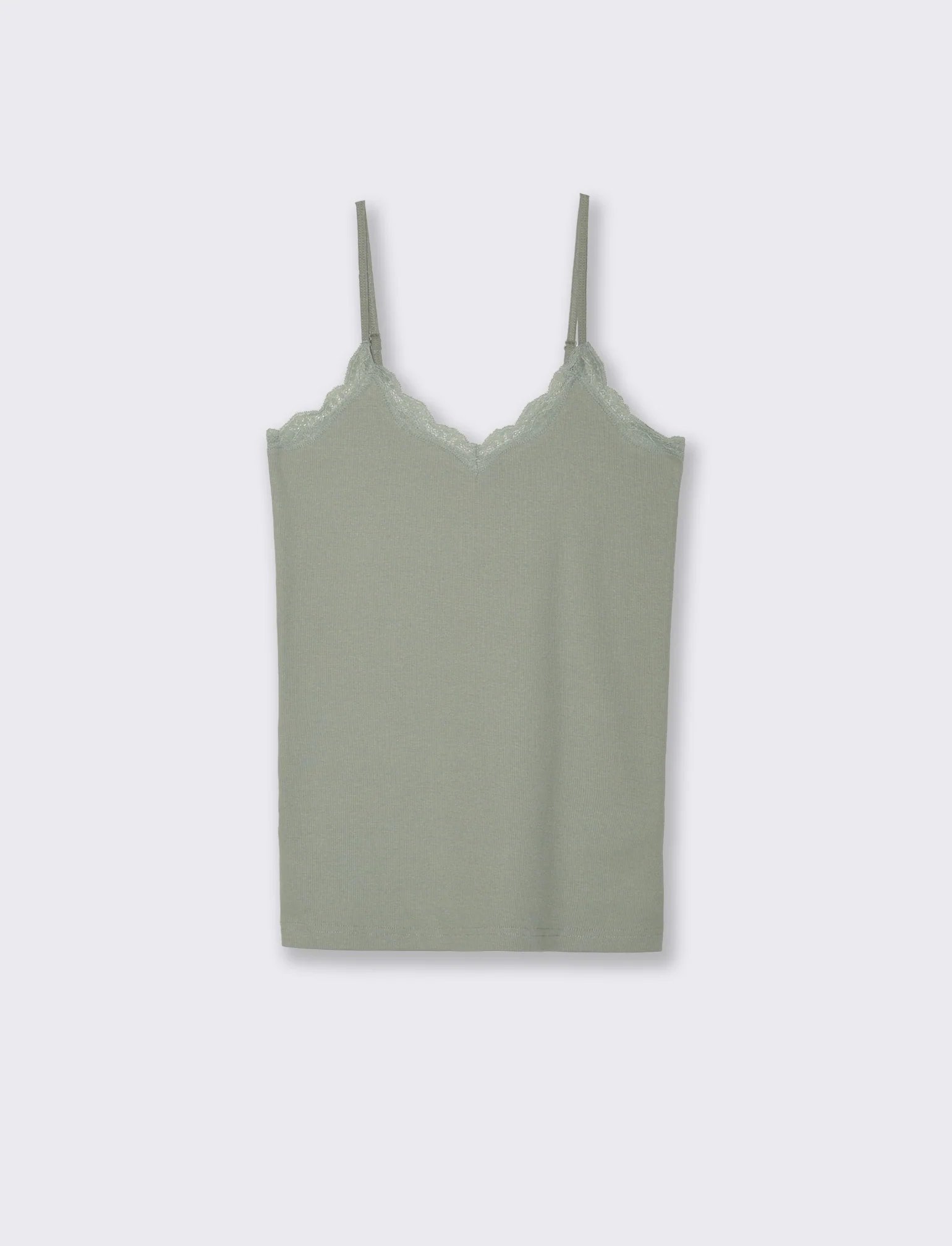 TOP CON PIZZO - Verde foresta