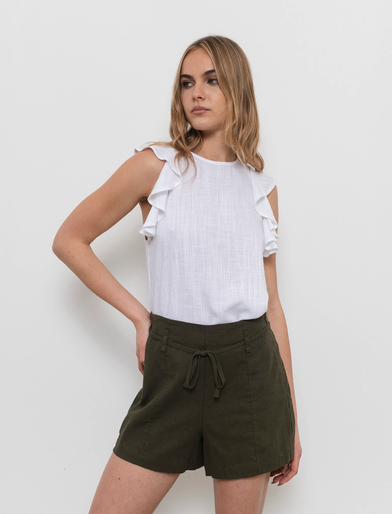Top con rouches da donna - Bianco - Image 3