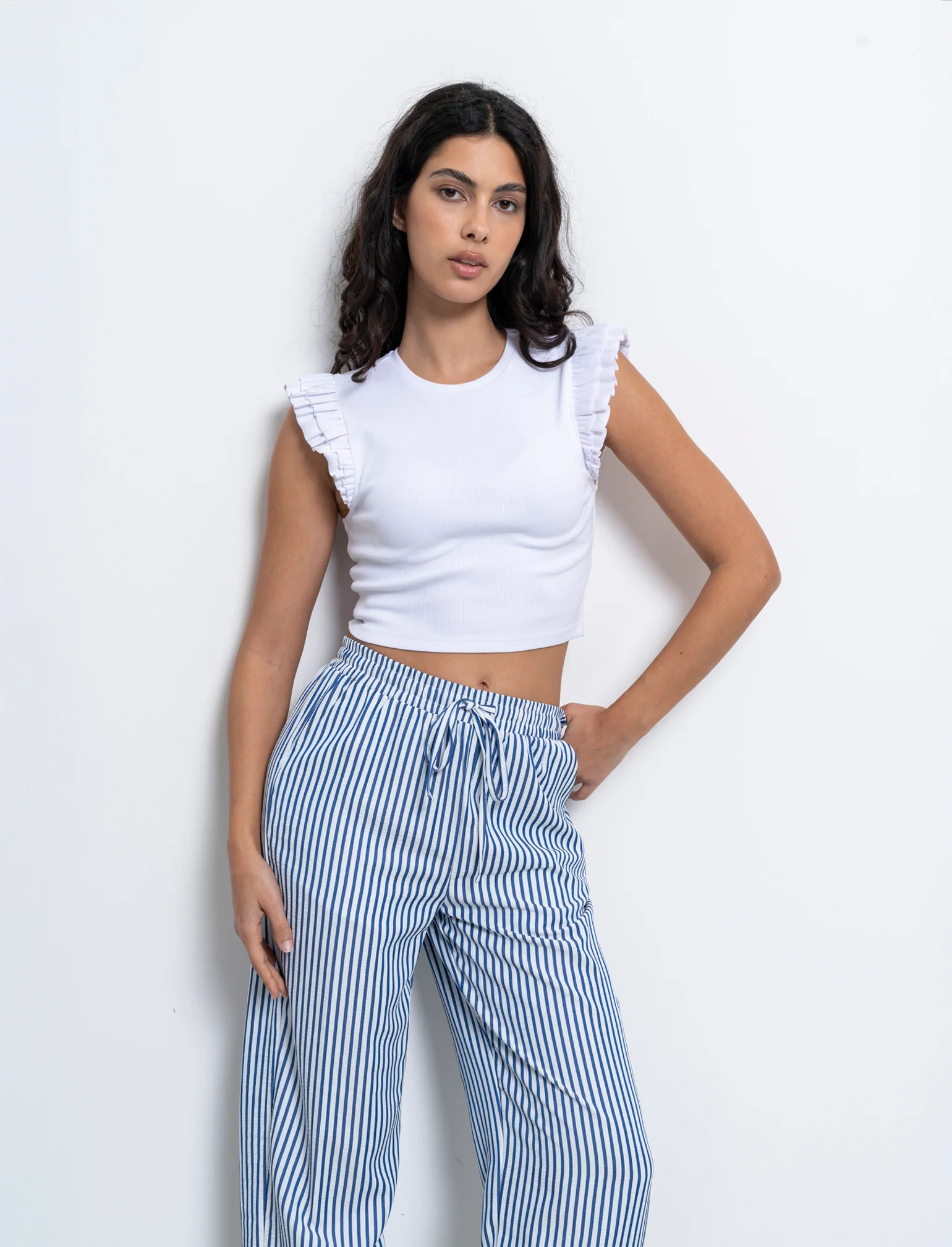 Top con rouches da donna - Bianco - Image 3