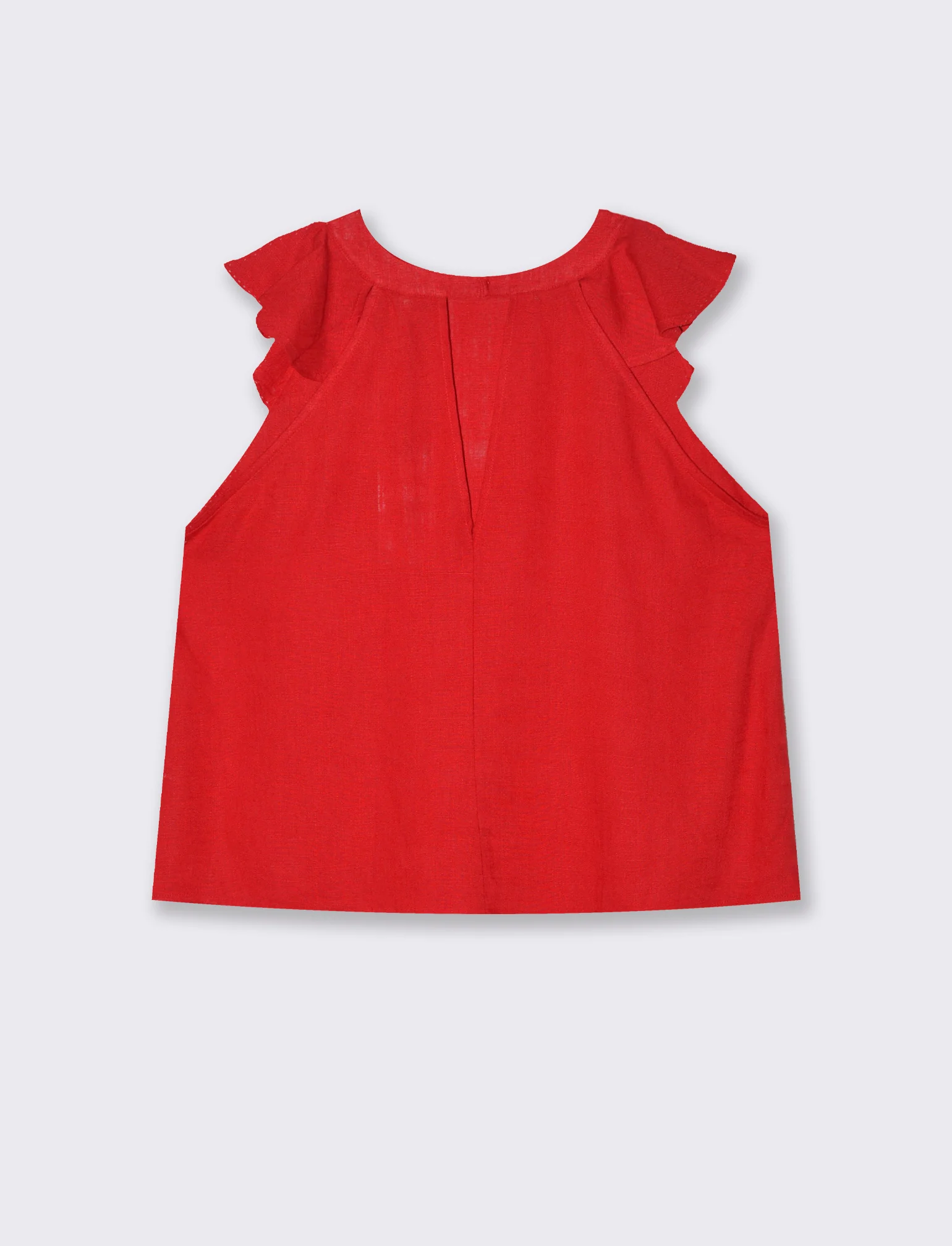 Top con rouches da donna - Rosso scarlatto - Image 2