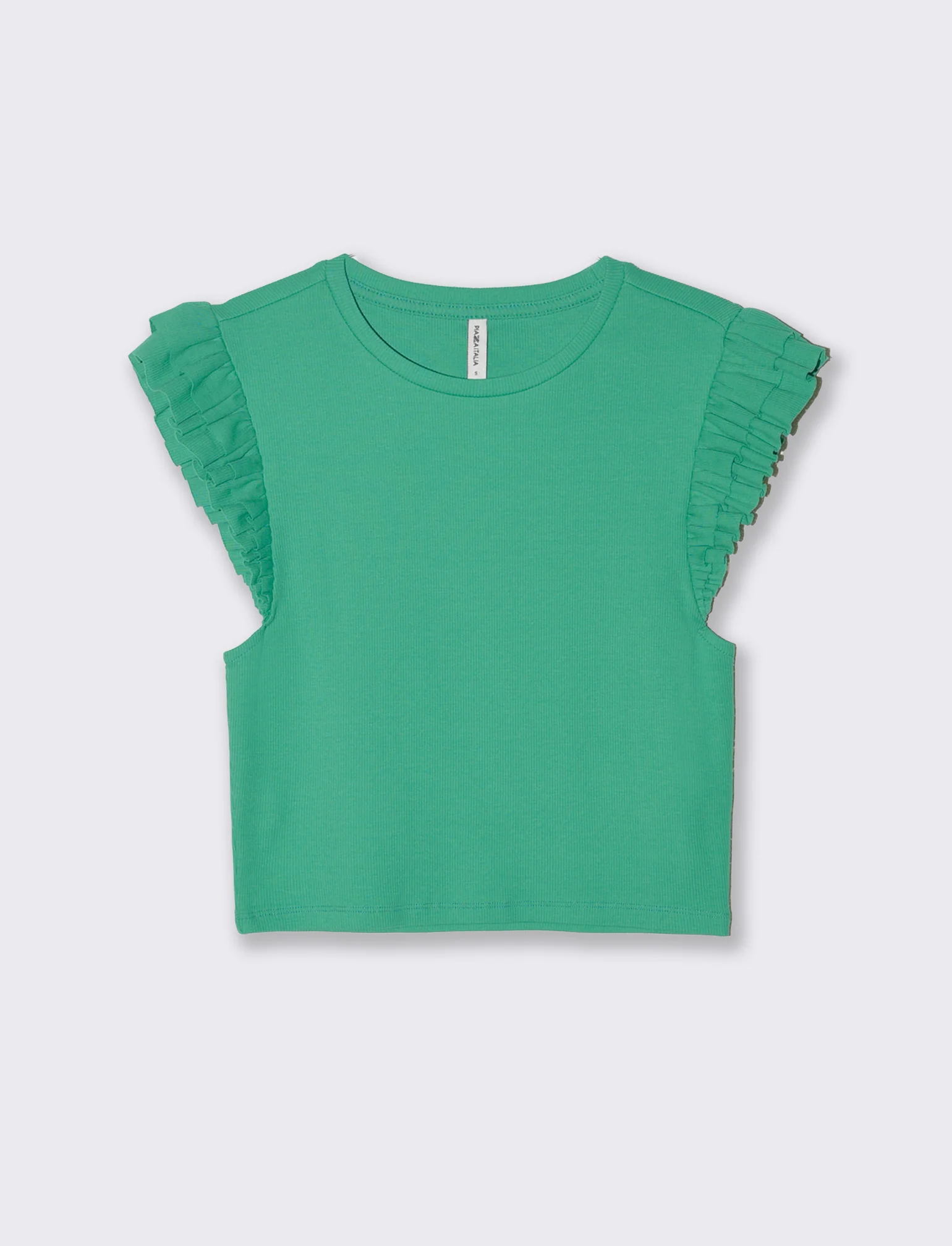 Top con rouches da donna - Verde smeraldo