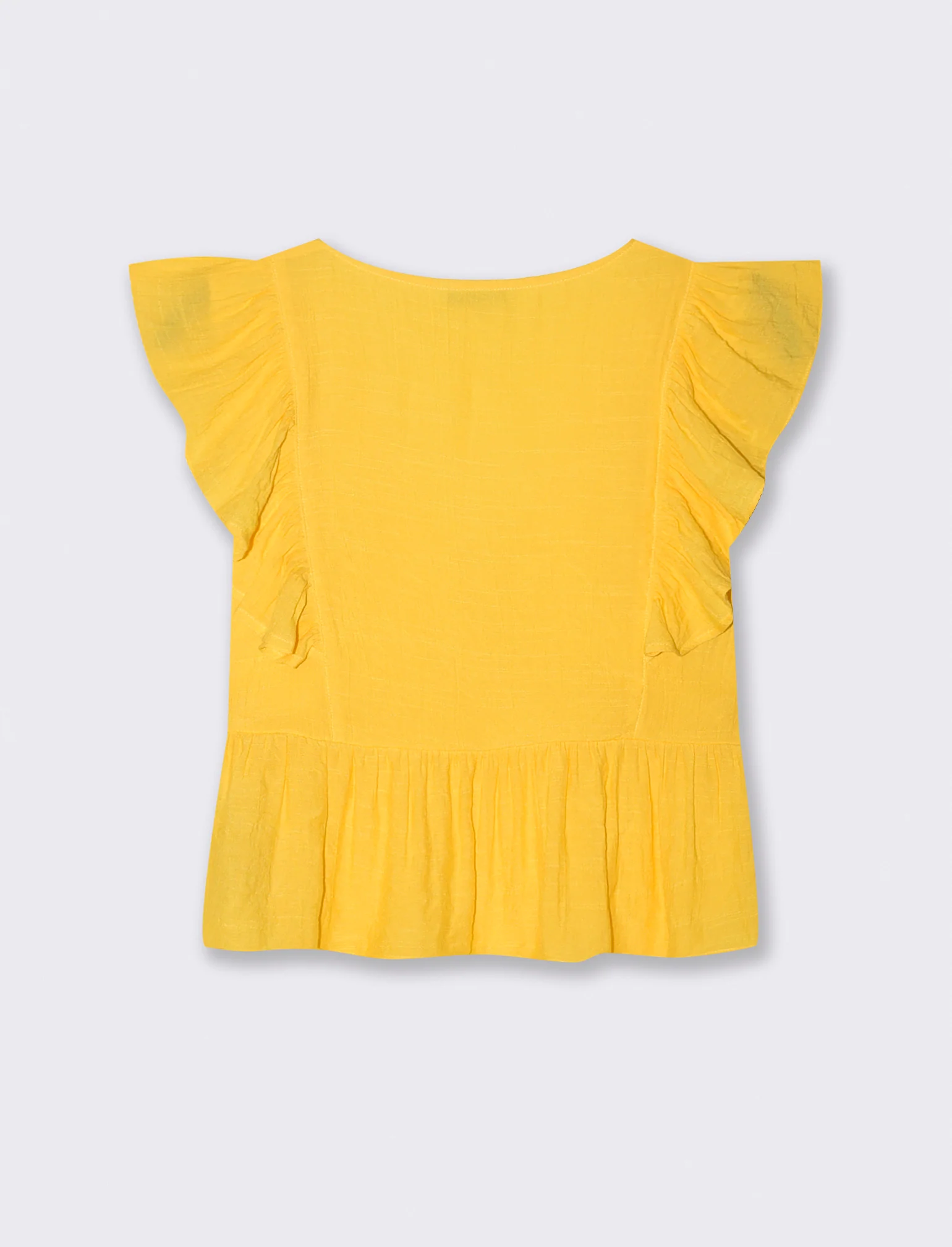 Top con Rouches e Scollo a V Sagomato - Giallo limone - Image 2