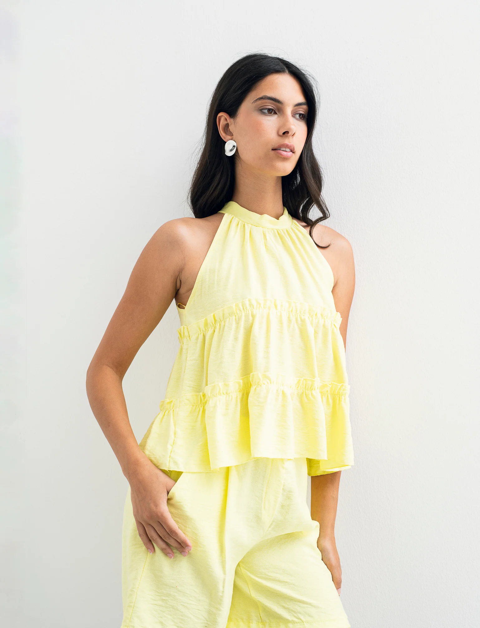 Top con rouches - Giallo - Image 4