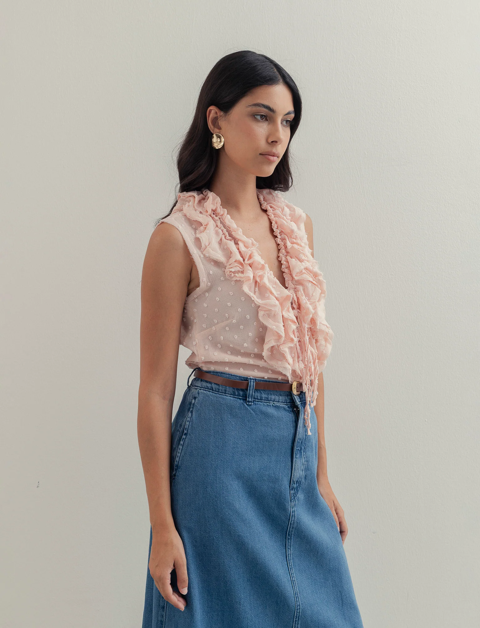 TOP CON ROUCHES - Rosa chiaro - Image 3