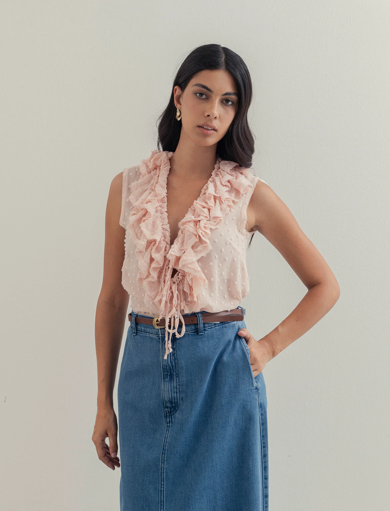 TOP CON ROUCHES - Rosa chiaro - Image 4