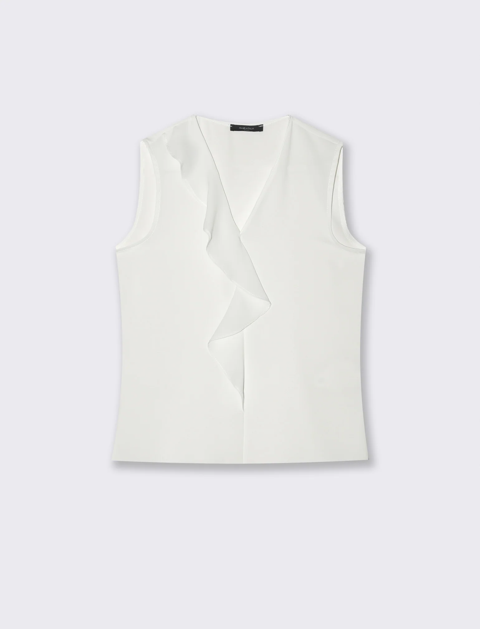 Top con rouches sul davanti - Bianco panna - Image 4