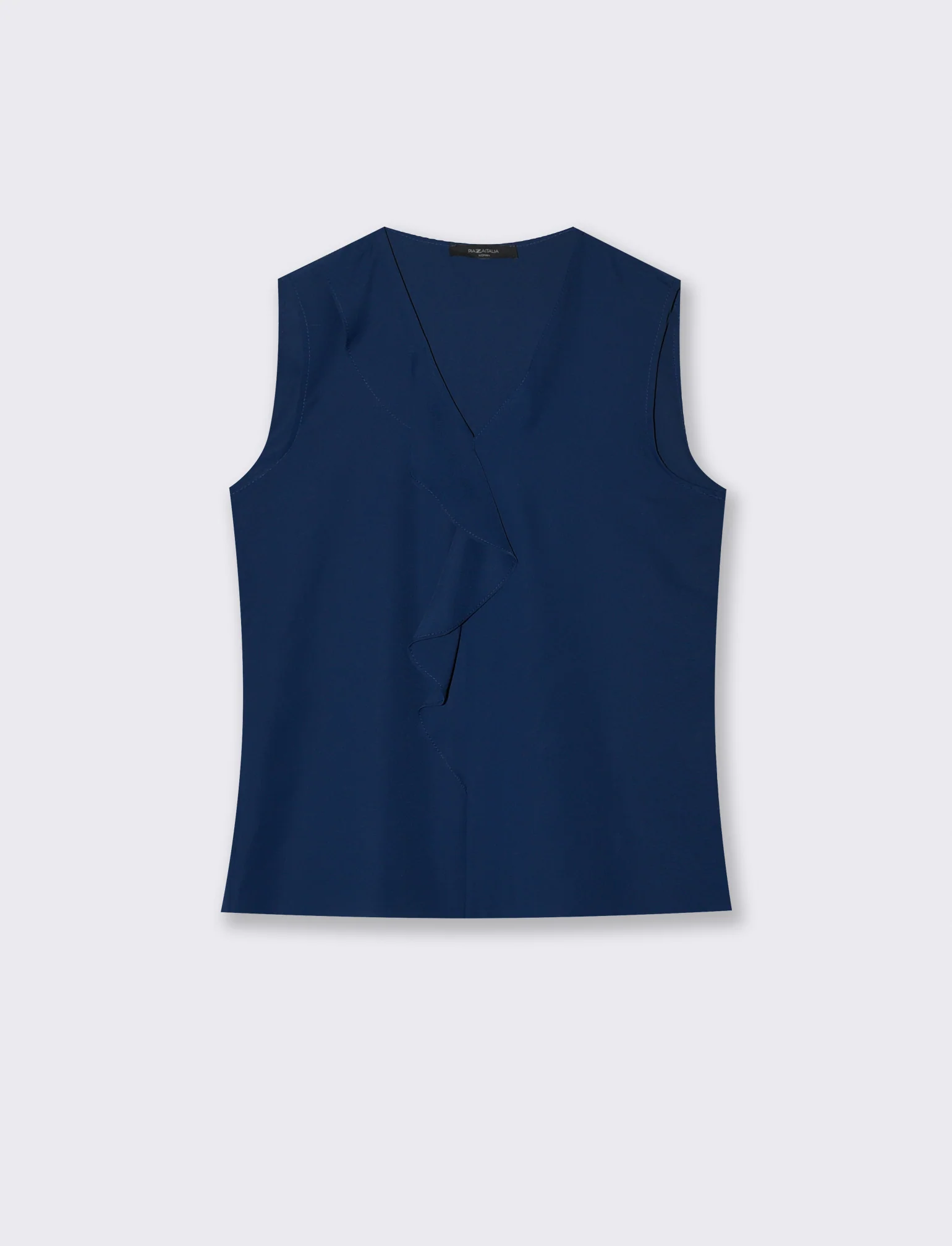 Top con rouches sul davanti - Blu - Image 4